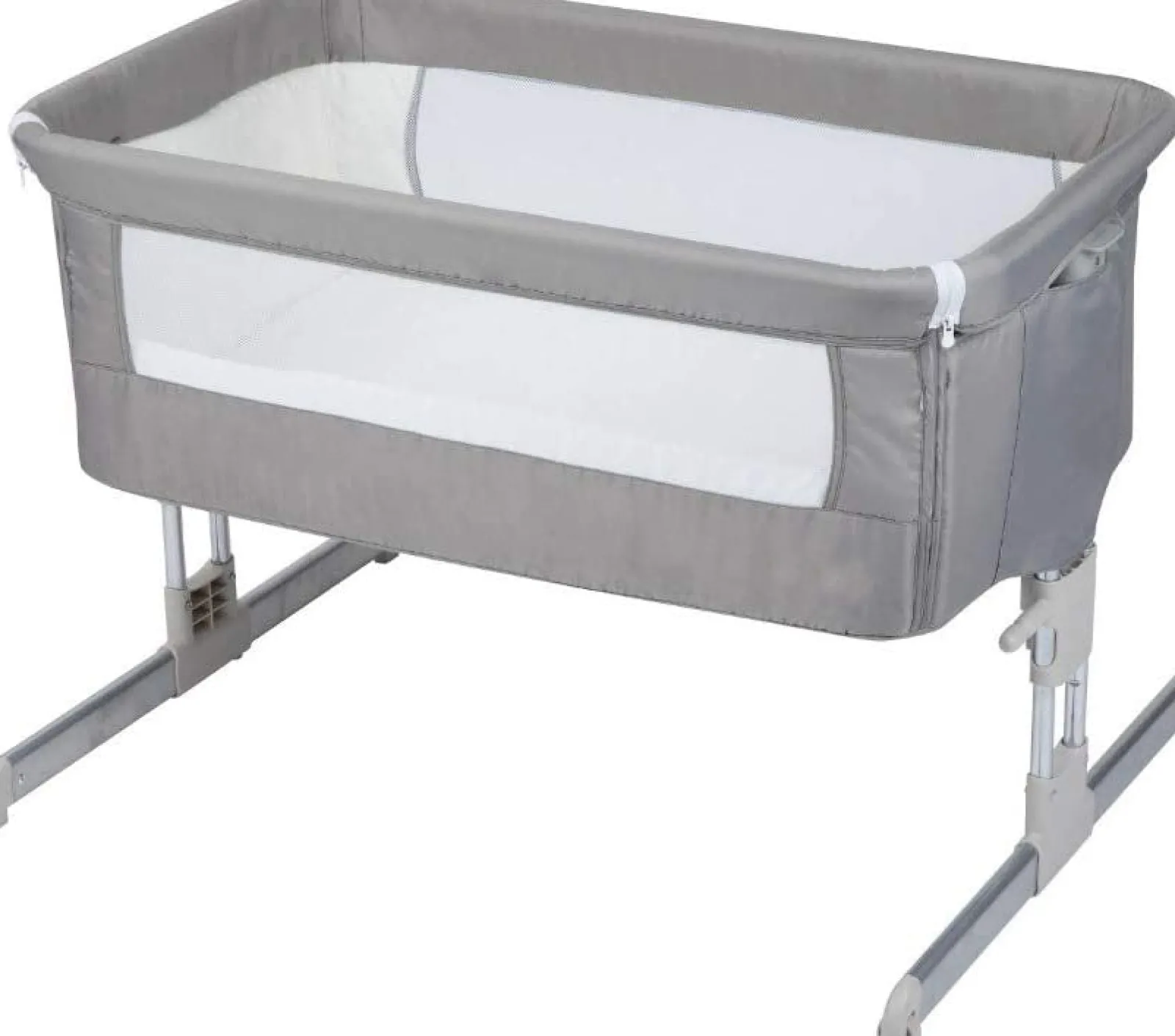 Little Helper Travel Cots & Travel Beds | Travel Cots | Adjustable Height | Easy Folding Next-to-Me Baby Crib with Mattress | Soft Grey