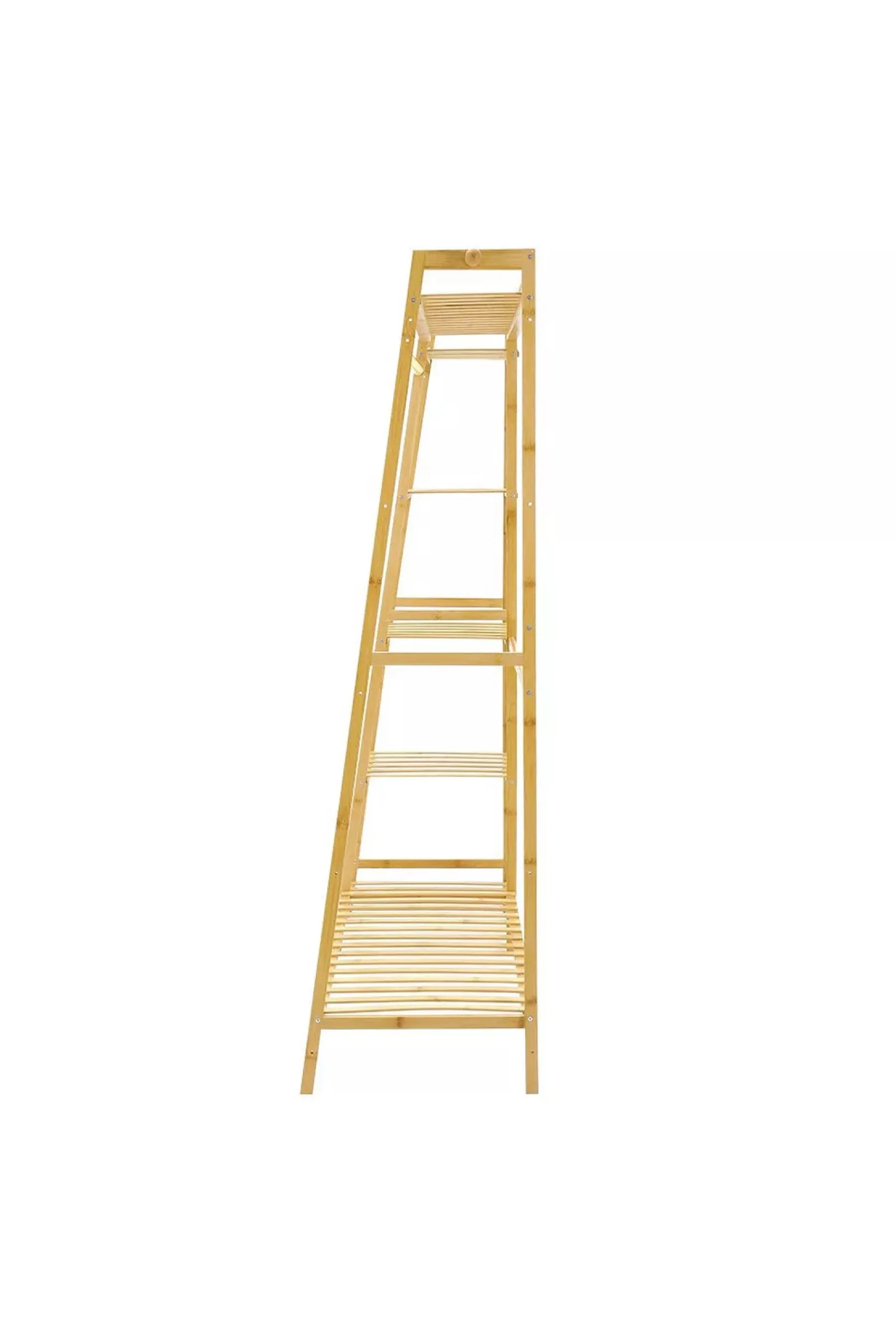Little Helper Role Play Toys & Pretend Play | Montessori Toys & Products | Bamboo Wood Minimalistic Clothes Rail | Freestanding Clothes Rack with 7 Shelves | Natural | 1.4m High