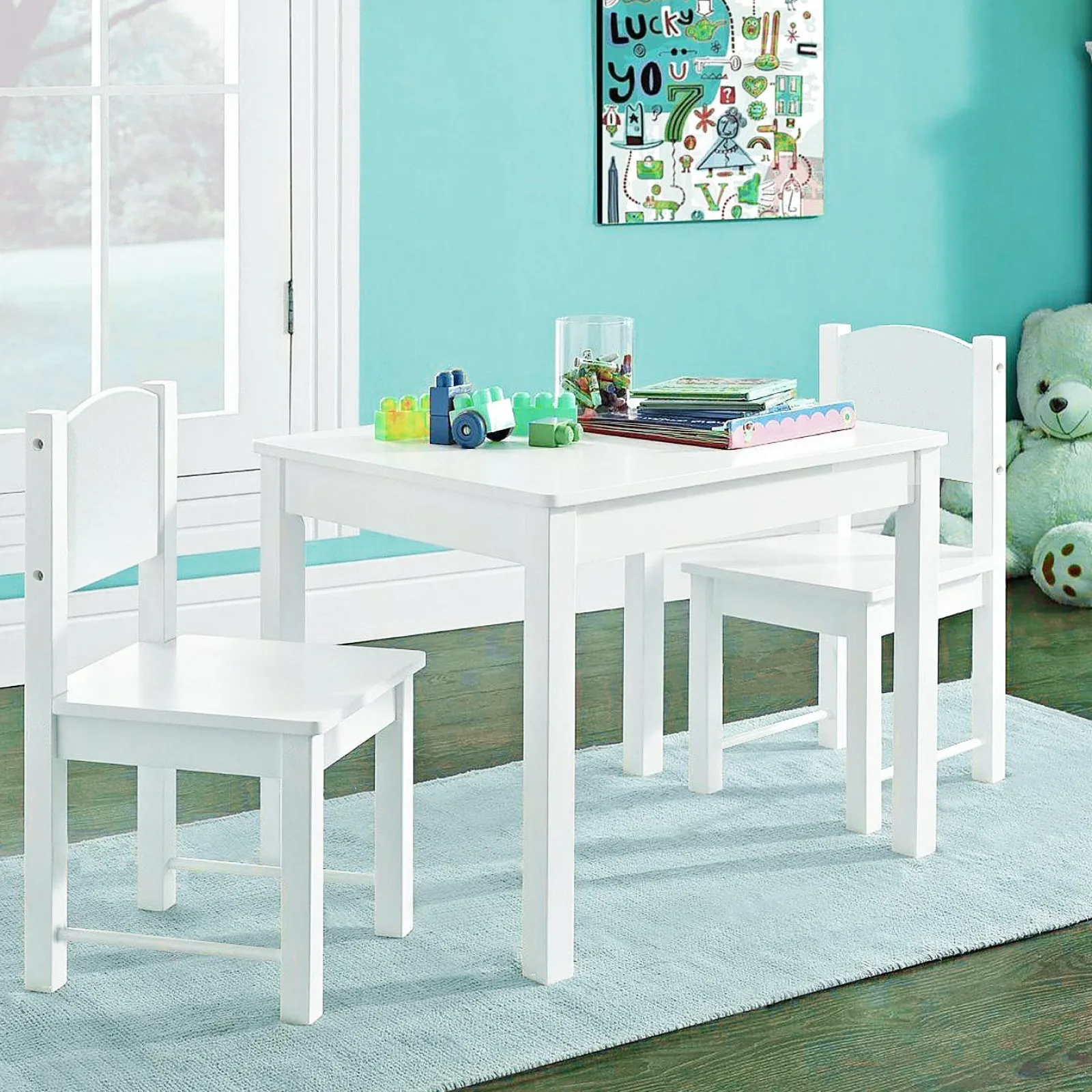 Little Helper Table & Chairs (wooden) | Children's | Kids Wooden Table and Chairs | White or Grey | 3-8 Years