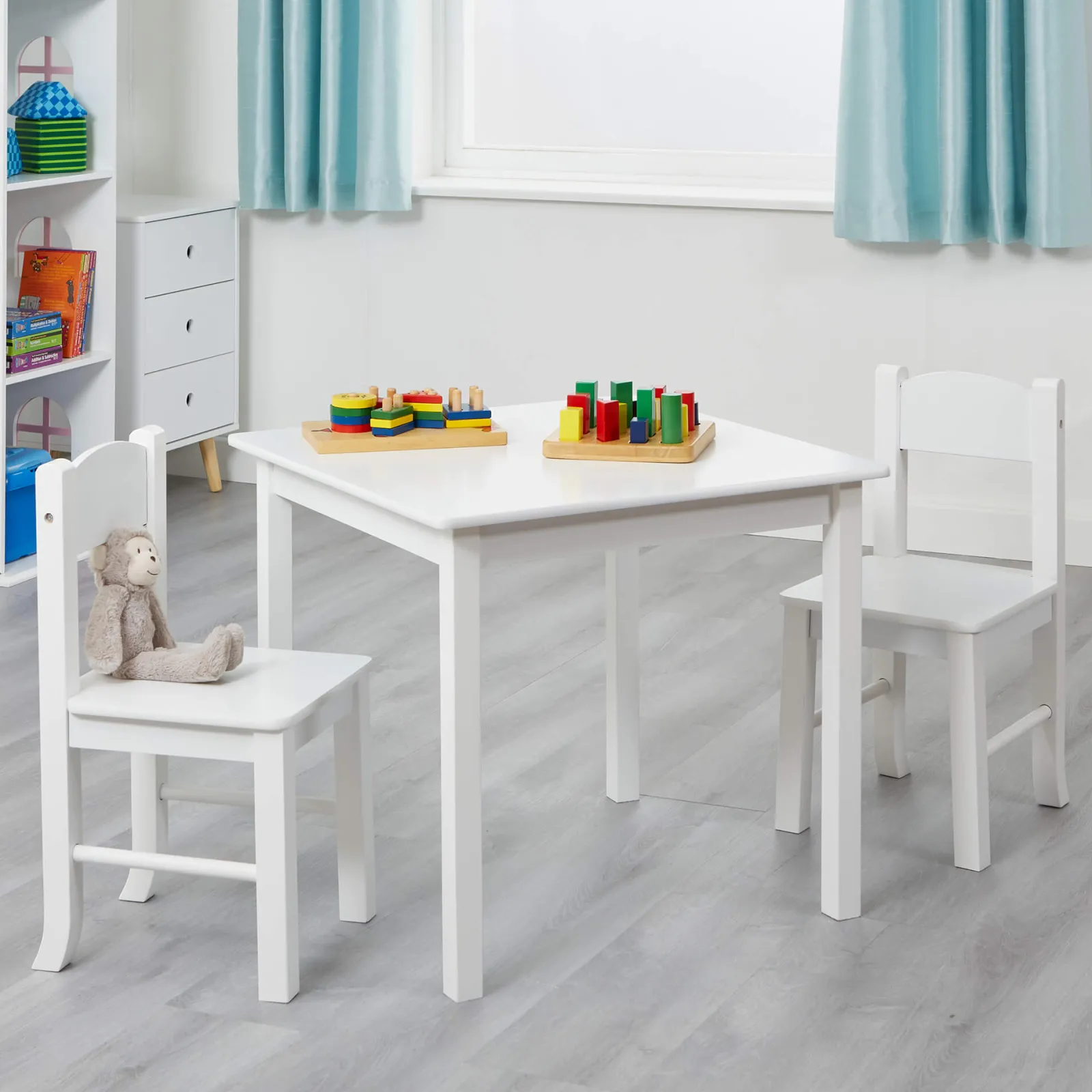 Little Helper Table & Chairs (wooden) | Children's | Kids Modern Wooden Table and Chairs | White | Solid Wood