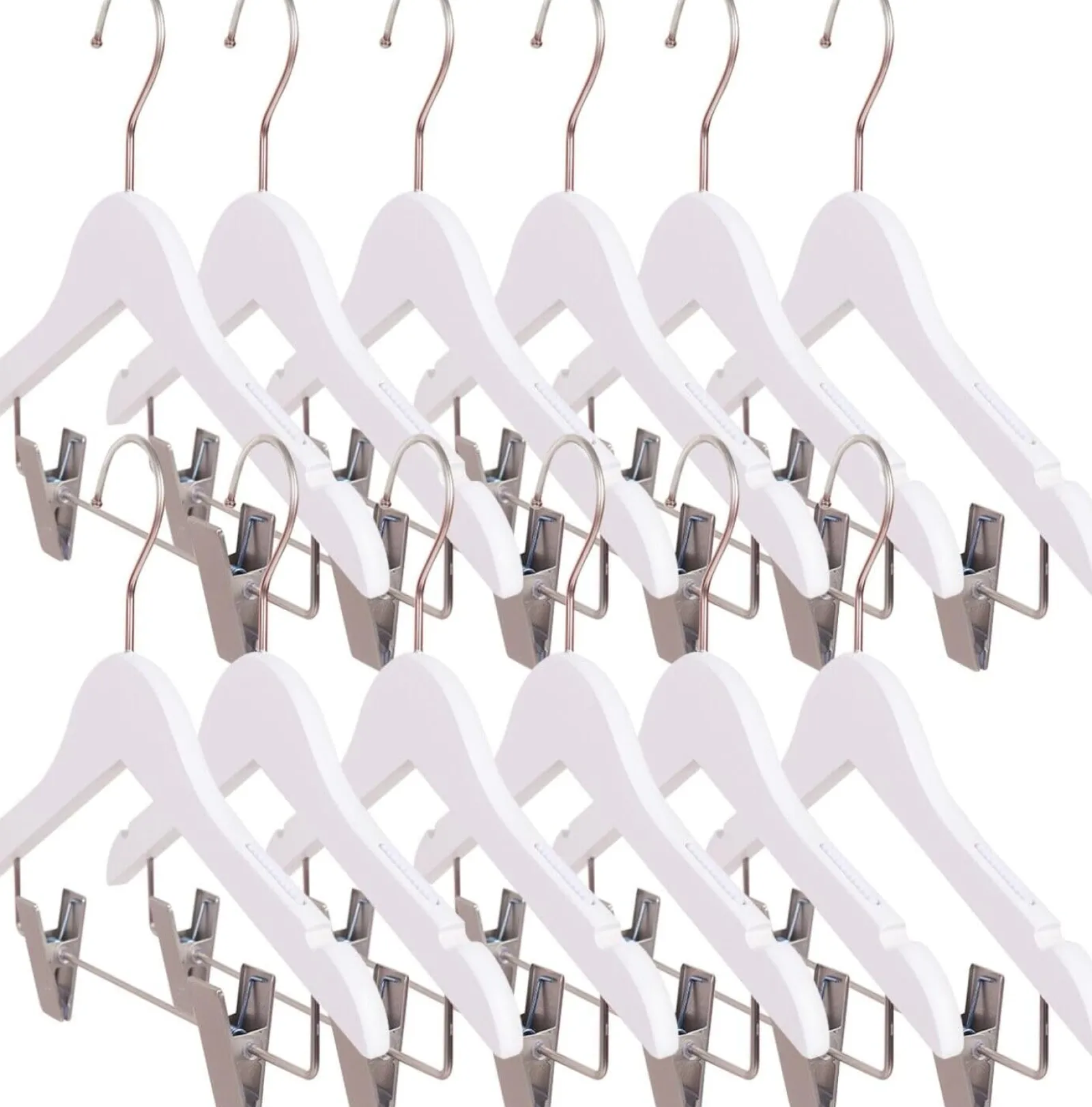Little Helper Clothes Rail & Dressing Up Rails | Kids Clothes Rail | 12 Children's Anti-Slip Eco-conscious Wooden Hangers with Soft Grip Clips | White