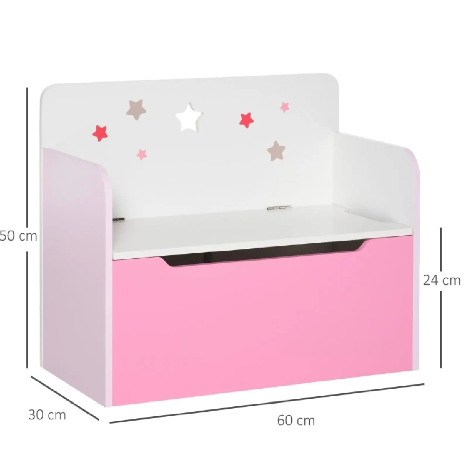 Little Helper Toy Storage Units | Toy Storage Units | Children’s 2-in-1 Toy Box and Seat | Slow Release Safety Hinge | White & Pink | 3 Years+