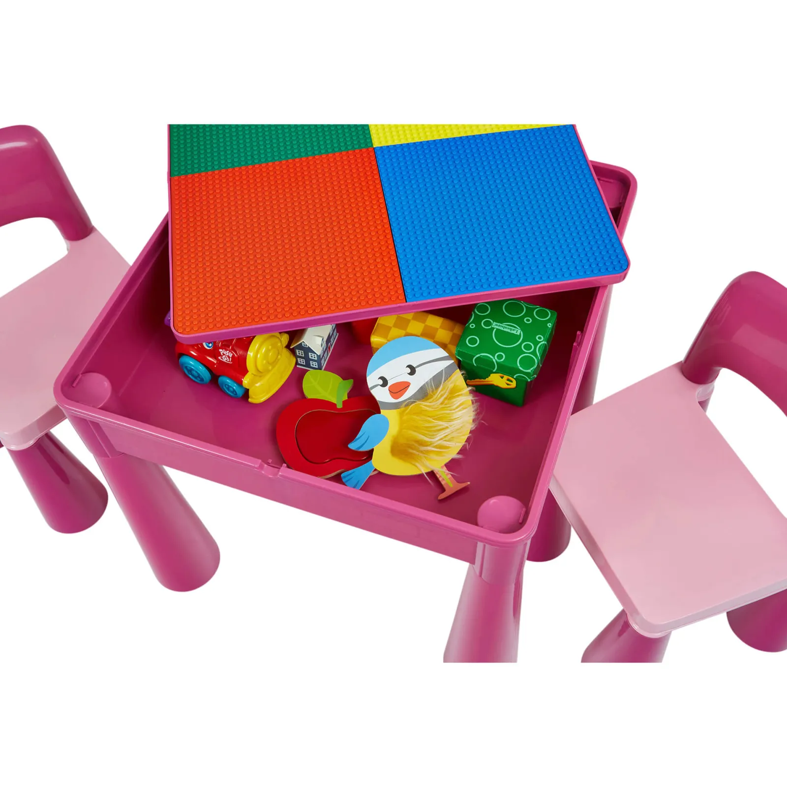 Little Helper Sand & Water Table & Sandpits & Mud Kitchens | Table & Chairs (plastic) | Children's Indoor | Outdoor Multipurpose Plastic Table & 2 Chairs Set | Lego Board | Sand & Water Pit | Pink