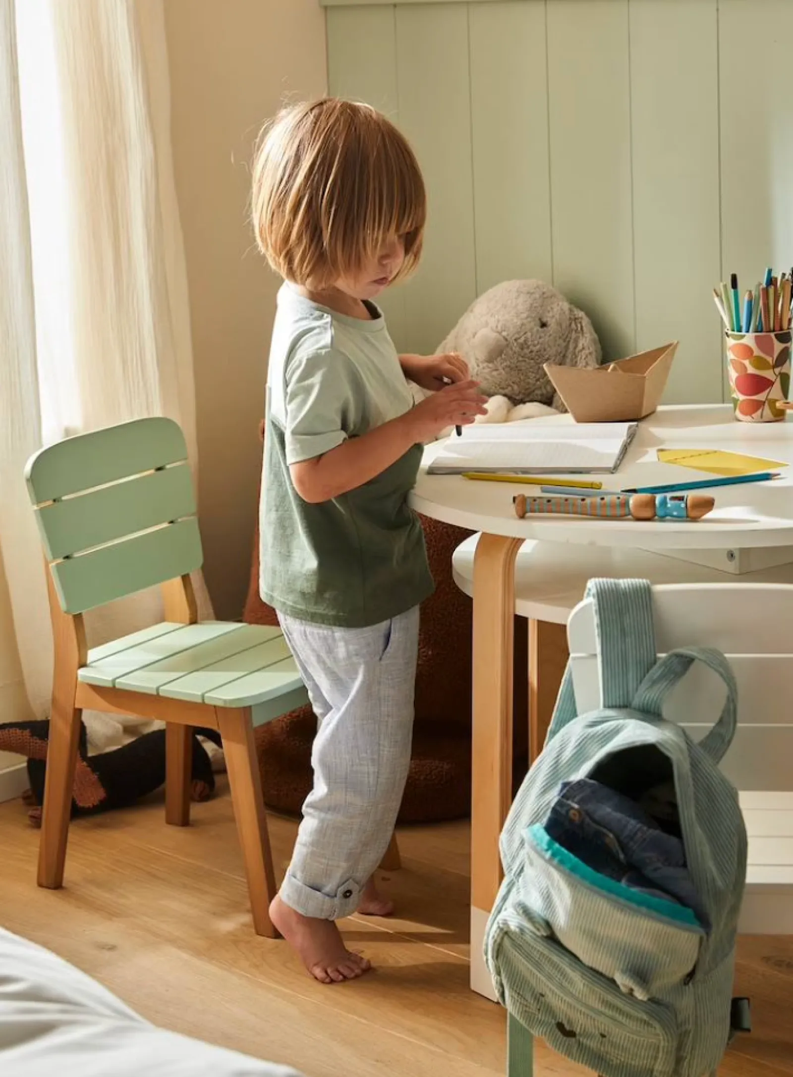 Little Helper Chairs & Stools | Children's Indoor and Outdoor Chair | Chair for Homework Desk | White or Pistachio Green | 3-7 years