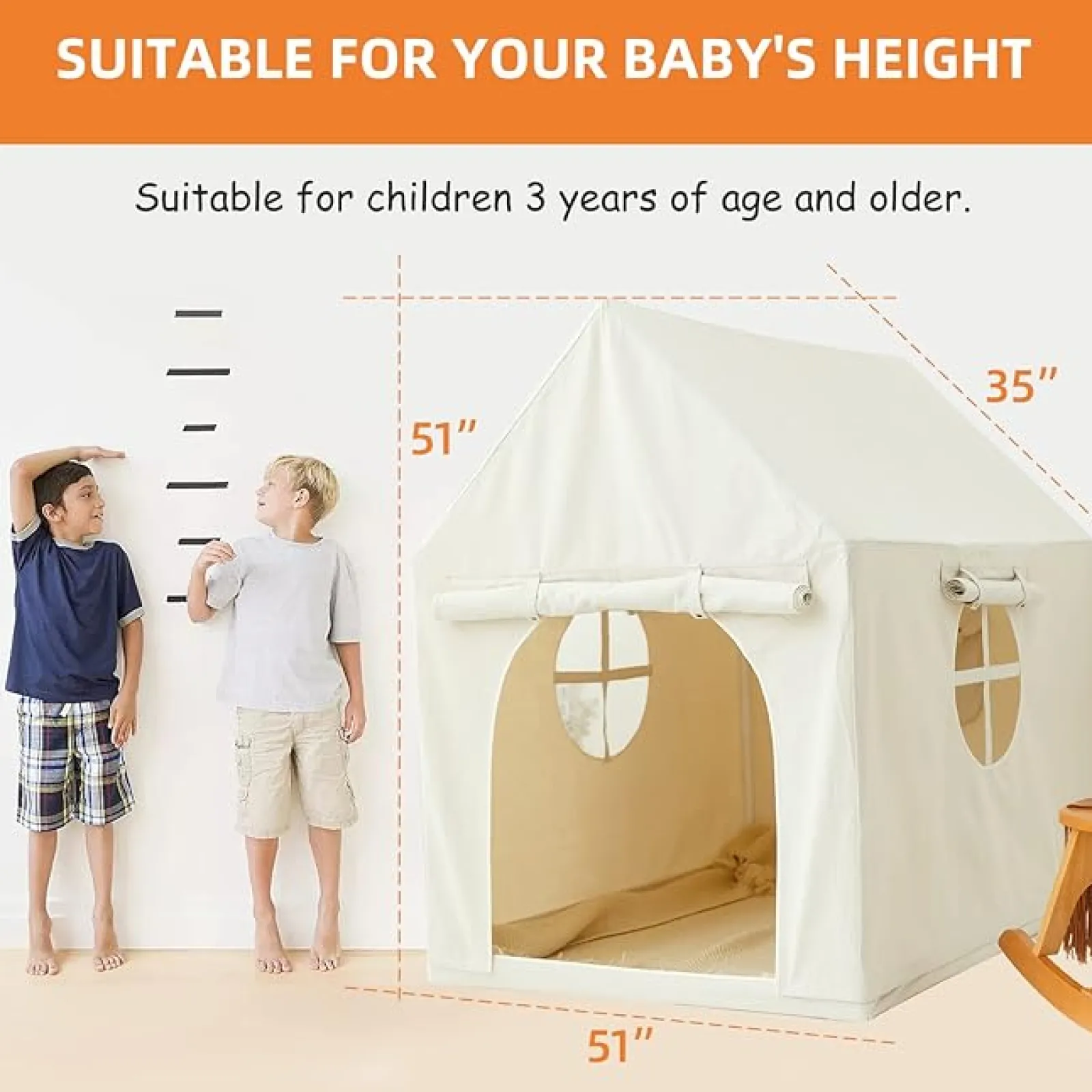 Little Helper Playhouses, Teepees & Dens | Playhouses, Teepees & Dens | Children’s Large Montessori Wendy House | Play House | 1.3m High | Cream | 3-8 Years