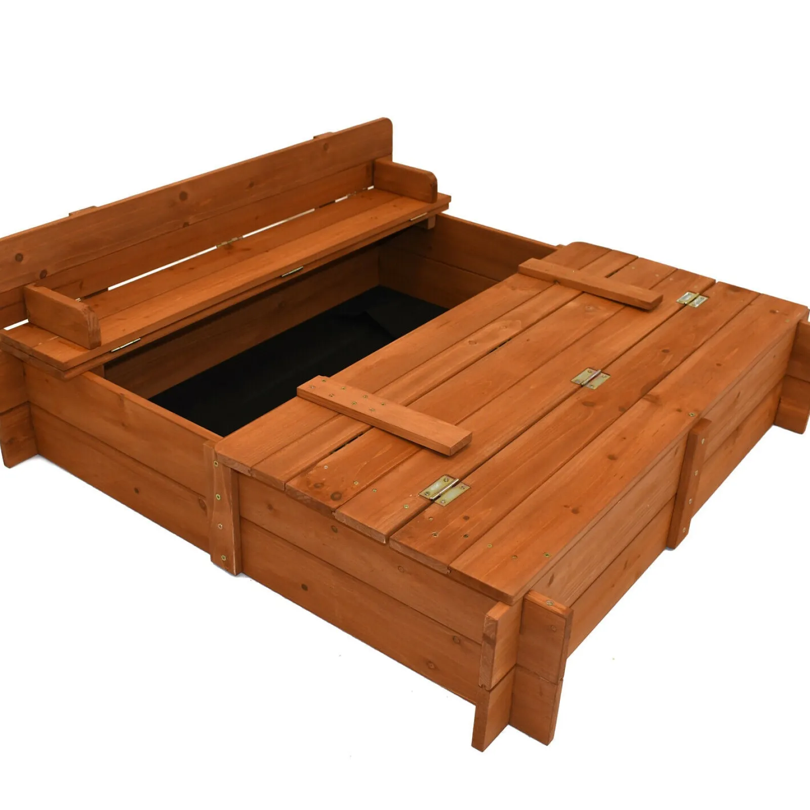 Little Helper Sand & Water Table & Sandpits & Mud Kitchens | Childrens Non-Allergenic Pre-Treated Wooden Sandpit with Lid and Seats | Outdoor Kids Sand Pit 3-8 years | 96 x 96cm