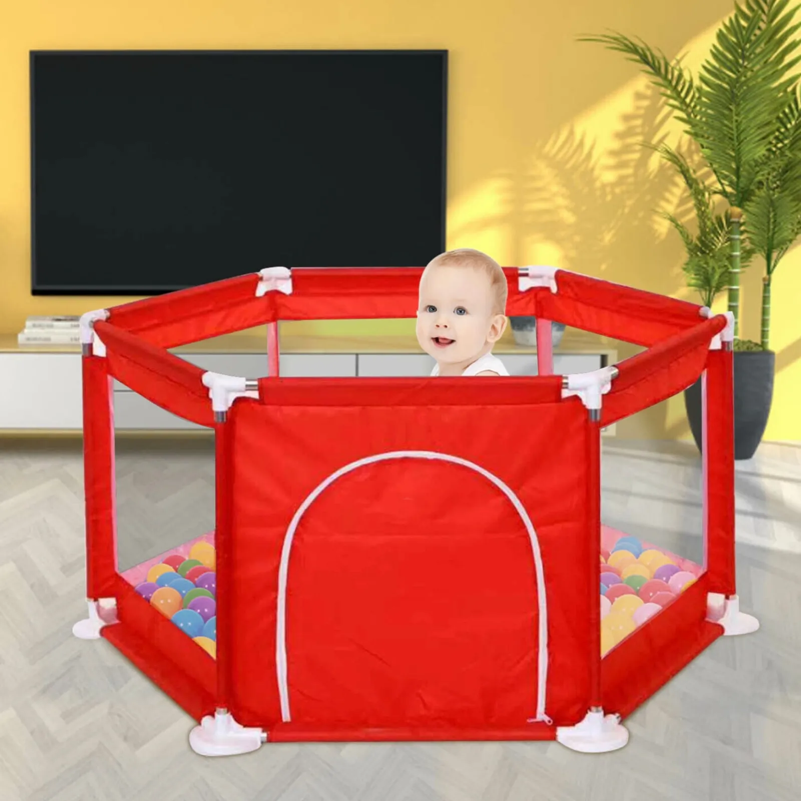 Little Helper Ball Pits & Ball Pools | Baby Playpens | Childrens 6-Panel Hexagonal Mesh Playpen & Pall Pit | Colour Options