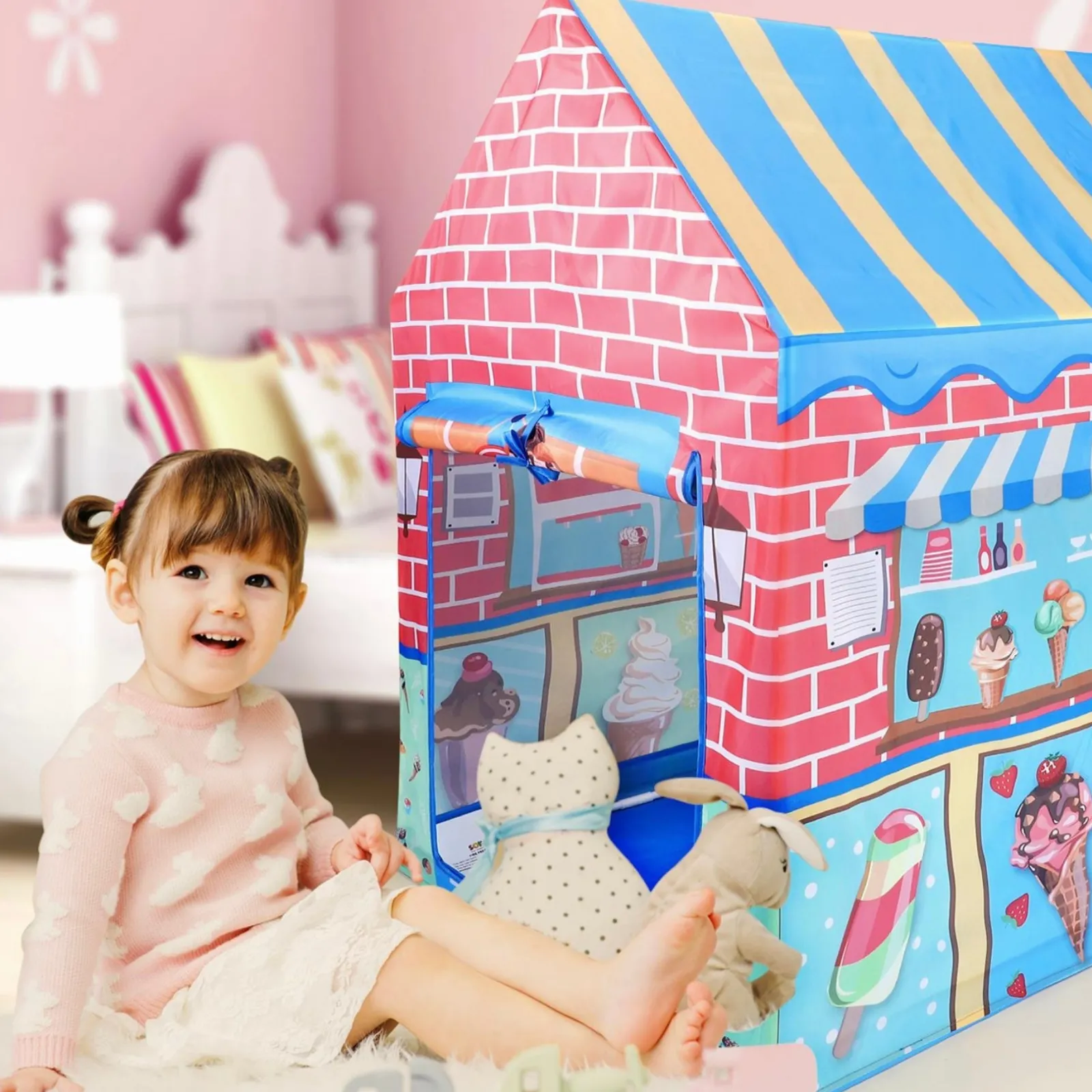 Little Helper Role Play Toys & Pretend Play | Playhouses, Teepees & Dens | Children's Pop-Up Ice Cream Parlour Play Tent | Role Play Fun | Den