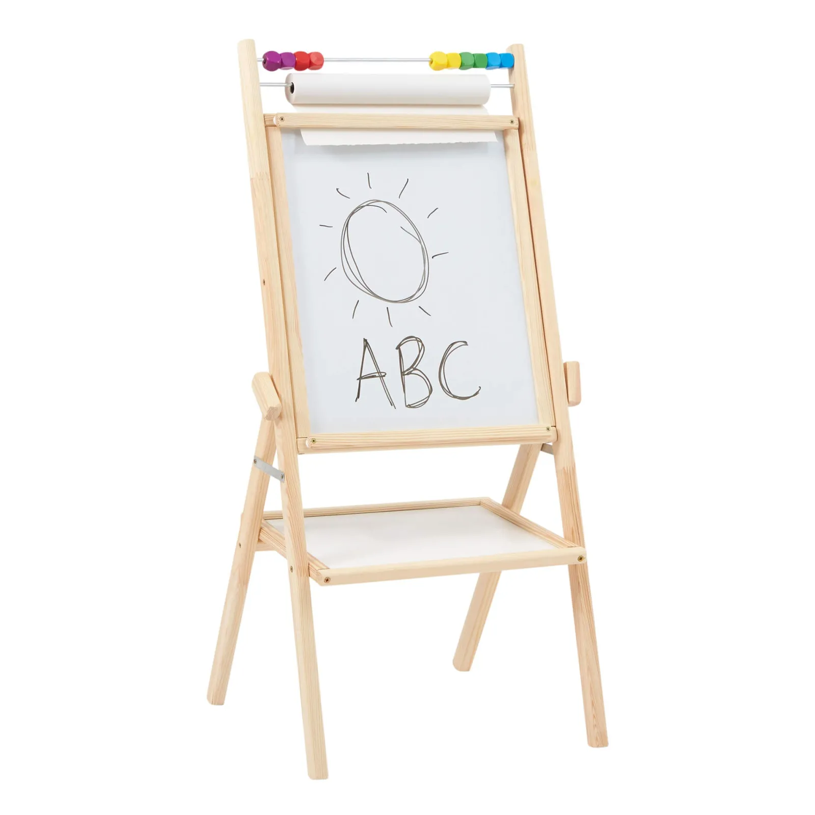 Little Helper Kids Arts & Crafts & Accessories | Easels & Accessories | Childrens Wooden 4-in-1 Double Sided Easel | Paper Roll | Counting Beads | 35pc Accessories | 3 Years+