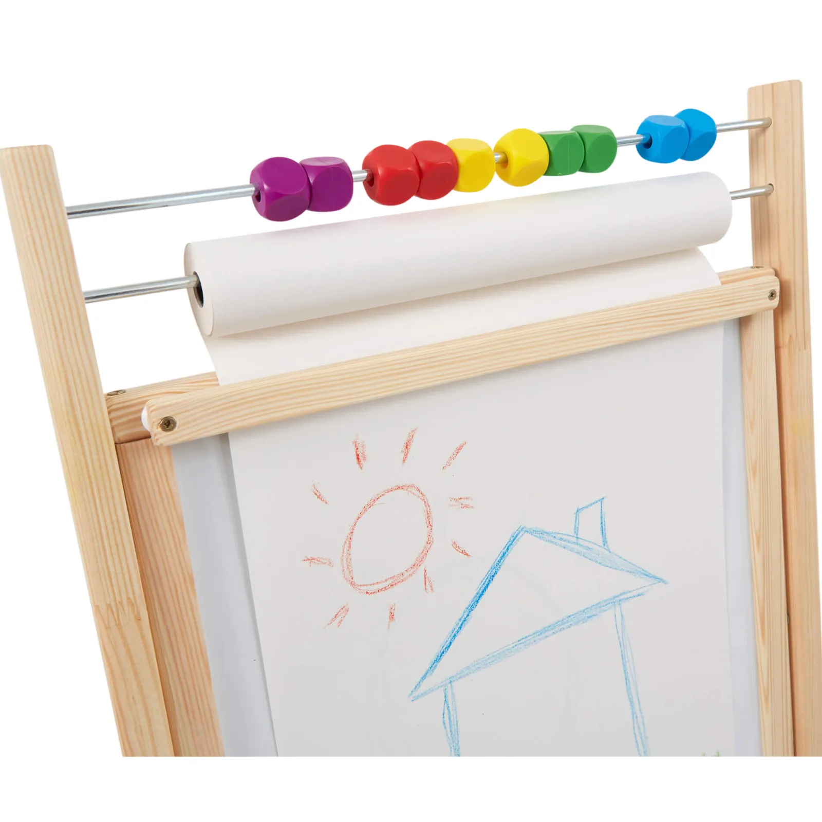 Little Helper Kids Arts & Crafts & Accessories | Easels & Accessories | Childrens Wooden 4-in-1 Double Sided Easel | Paper Roll | Counting Beads | 35pc Accessories | 3 Years+