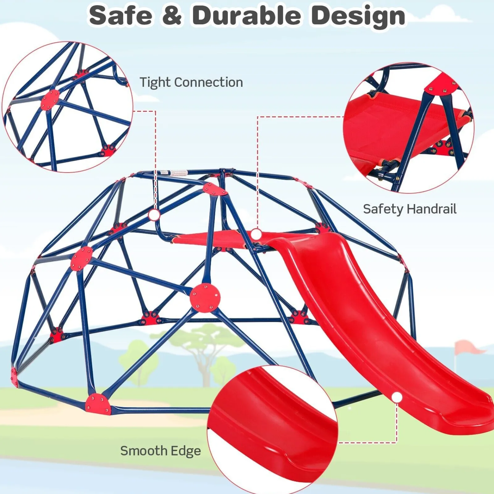 Little Helper Swing & Slide Sets & Garden Play & Trampolines | Kids Climbing Frames & Activity Toys | Children's XL Rust-resistant Indoor | Outdoor Montessori Climbing Frame Dome with Slide | 3-12 years