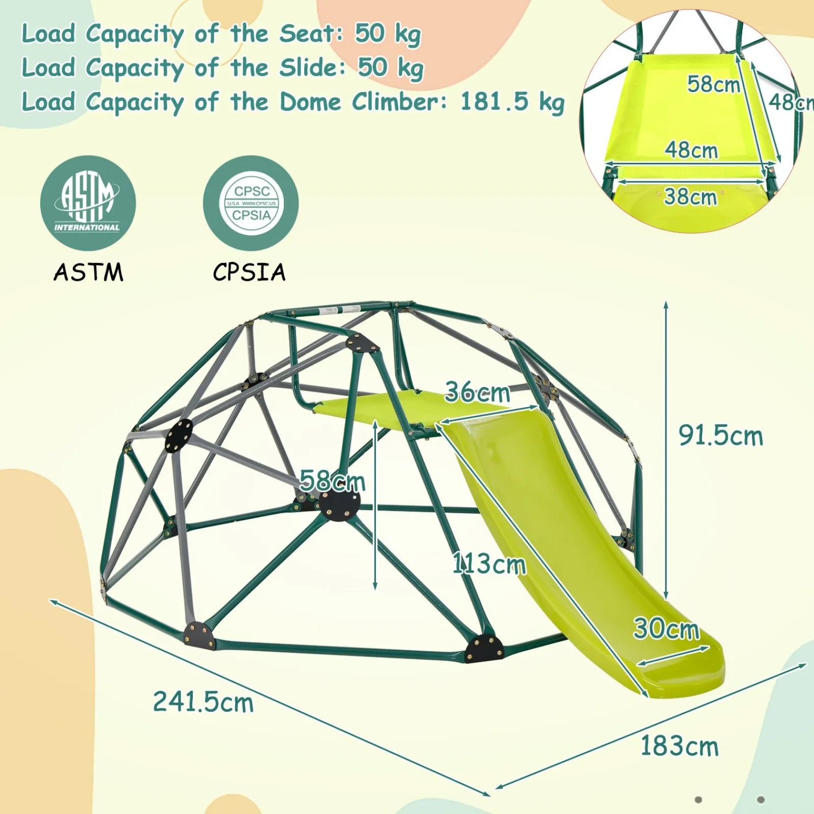 Little Helper Swing & Slide Sets & Garden Play & Trampolines | Kids Climbing Frames & Activity Toys | Children's XL Rust-resistant Indoor | Outdoor Montessori Climbing Frame Dome with Slide | 3-12 years