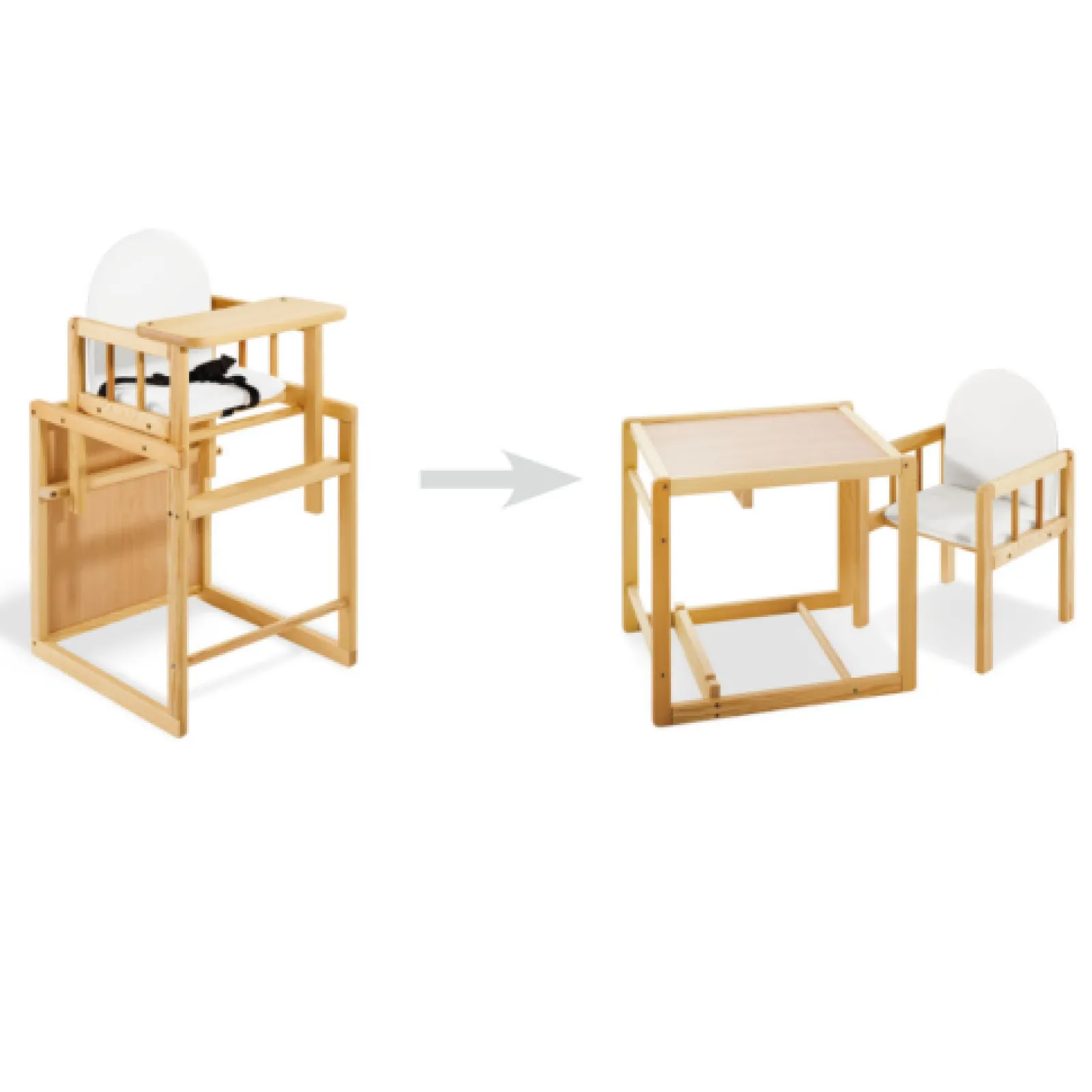 Little Helper High Chairs (wooden) | High Chairs (combination) | Deluxe Eco Pine Wood Height Adjustable Combination Baby Highchair | Table & Chair Set | Natural | 6 months - 6 Years