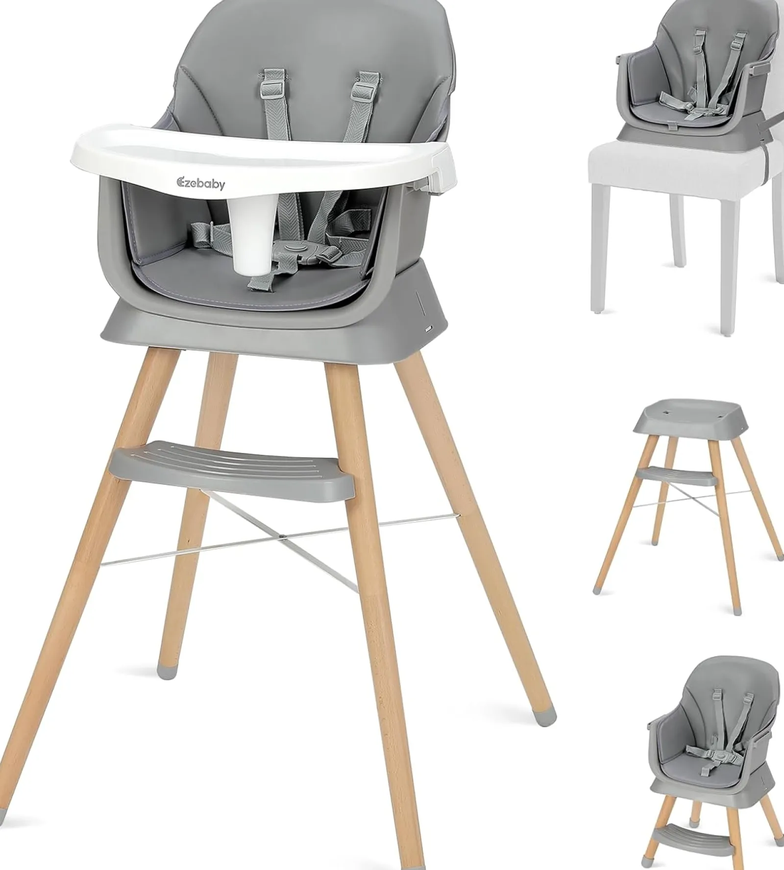 Little Helper High Chairs (wooden) | High Chairs (combination) | Deluxe 6-in-1 High Chair | Booster | Stool | Low Chair | Grey or Cream | 6m - 99 years