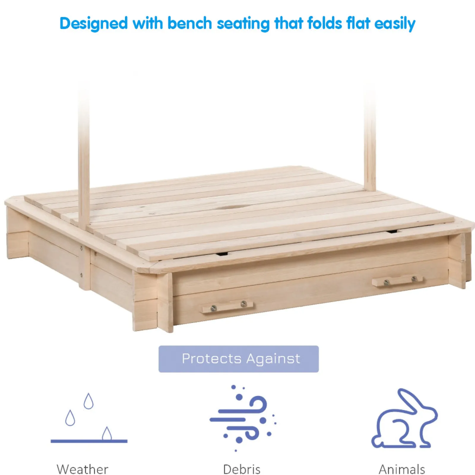 Little Helper Sand & Water Table & Sandpits & Mud Kitchens | Montessori Toys & Products | Deluxe Montessori Eco-Conscious Robust Cedar Wood Sandpit with Bench & Canopy | 3-6 years