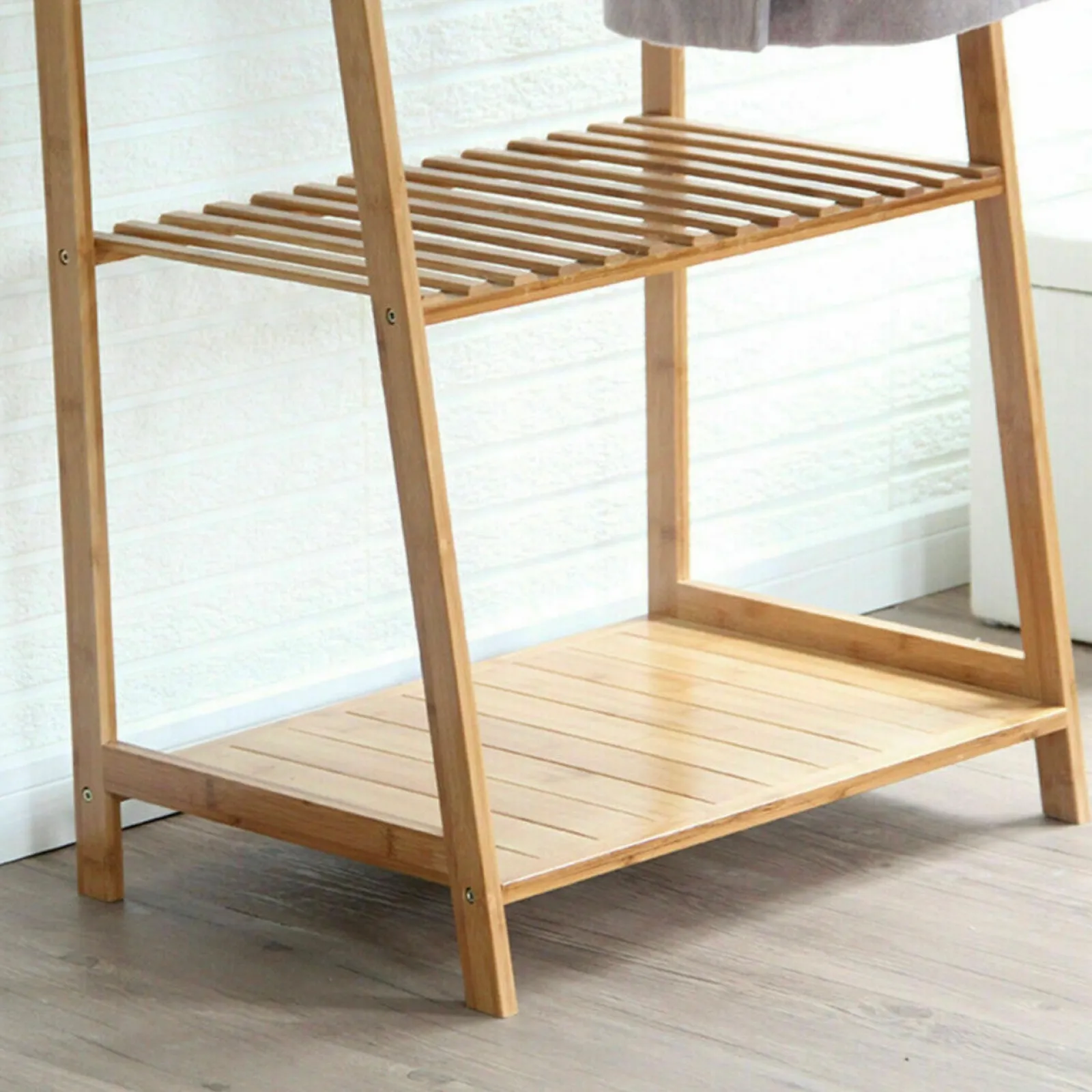 Little Helper Role Play Toys & Pretend Play | Montessori Toys & Products | Eco 100% Bamboo Wood | Freestanding Clothes Rack with 3 Shelves & 10 Hooks | Natural | 1.65m High