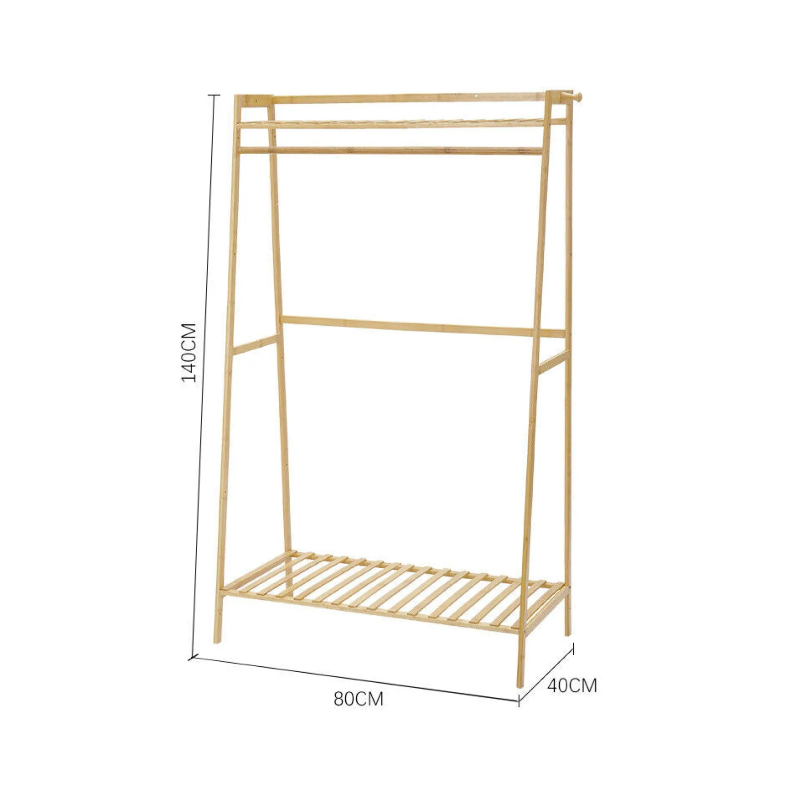 Little Helper Role Play Toys & Pretend Play | Montessori Toys & Products | Eco 100% Bamboo Wood | Freestanding Clothes Rack | Shoe Storage Shelf & Side Hooks | Natural | 1.4m High