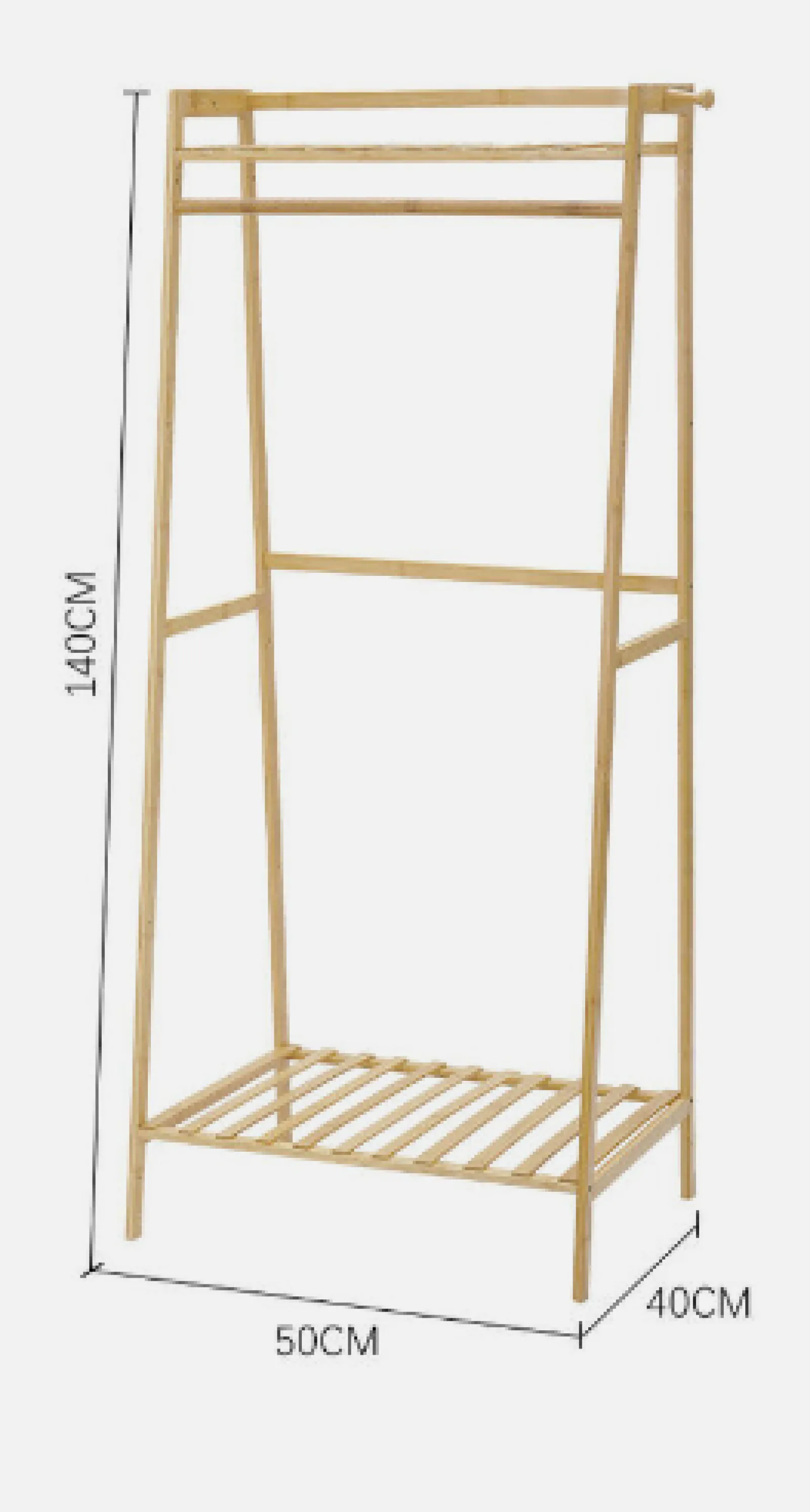 Little Helper Role Play Toys & Pretend Play | Montessori Toys & Products | Eco 100% Bamboo Wood | Freestanding Clothes Rack | Shoe Storage Shelf & Side Hooks | Natural | 1.4m High