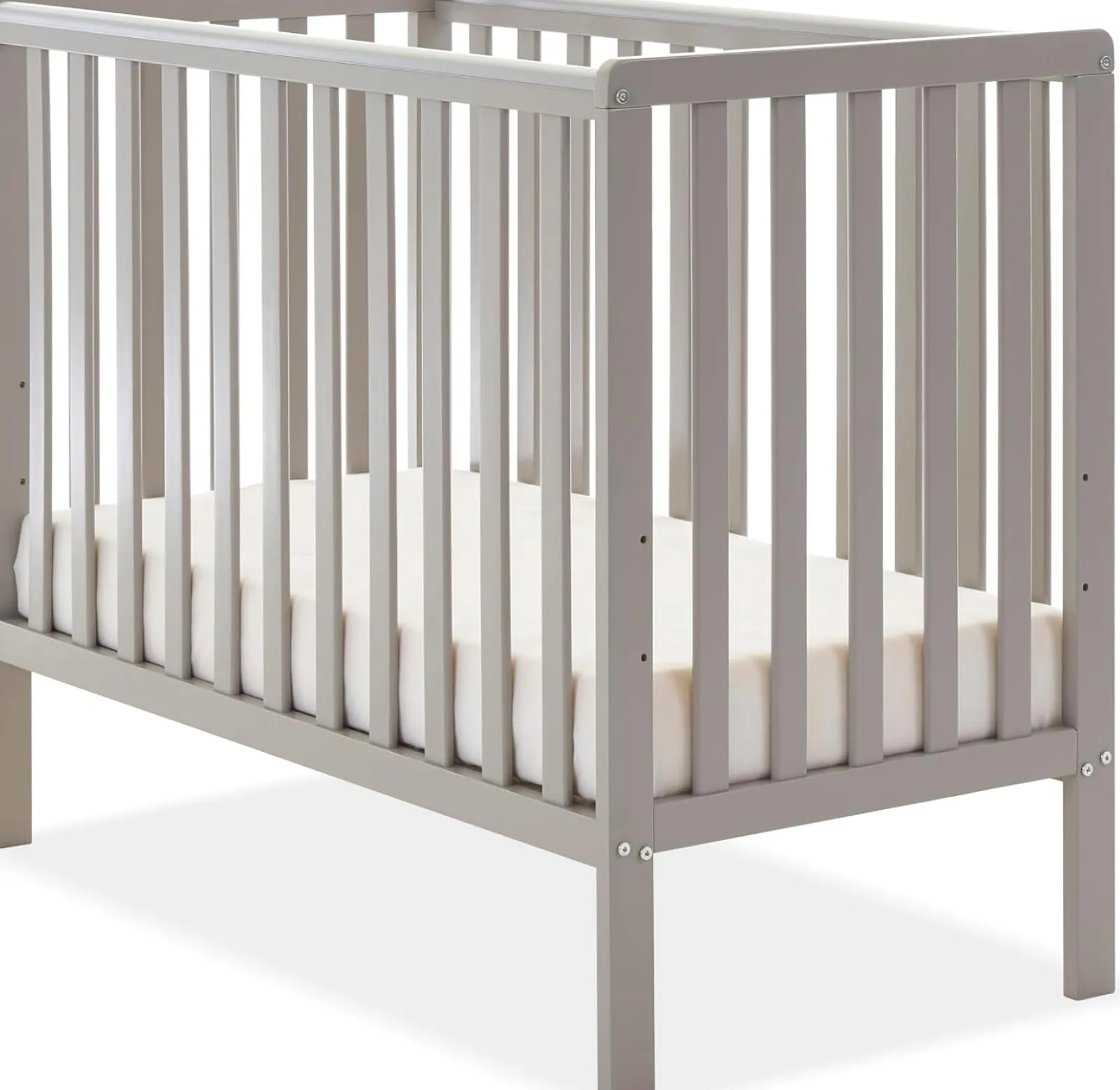 Little Helper Cots | 100% Eco New Zealand Pine Grow-with-Me Height Adjustable Space Saving Cot | Warm Grey | Birth - 18m