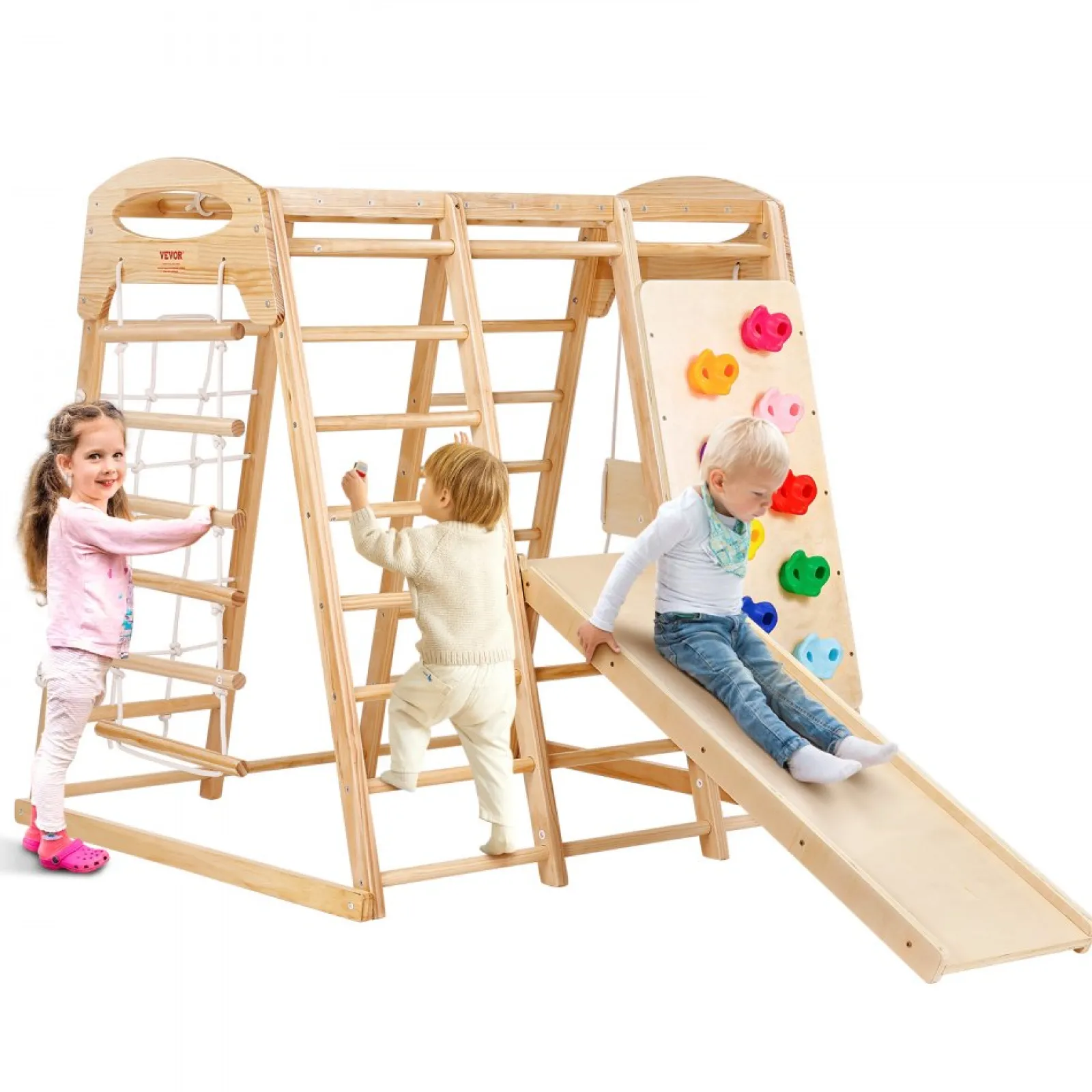 Little Helper Swing & Slide Sets & Garden Play & Trampolines | Activity Toys | Ergonomic Pikler 7-in-1 Indoor & Outdoor Solid Pine Toddler Jungle Gym | Climbing Wall | Slide | 2-7 Years