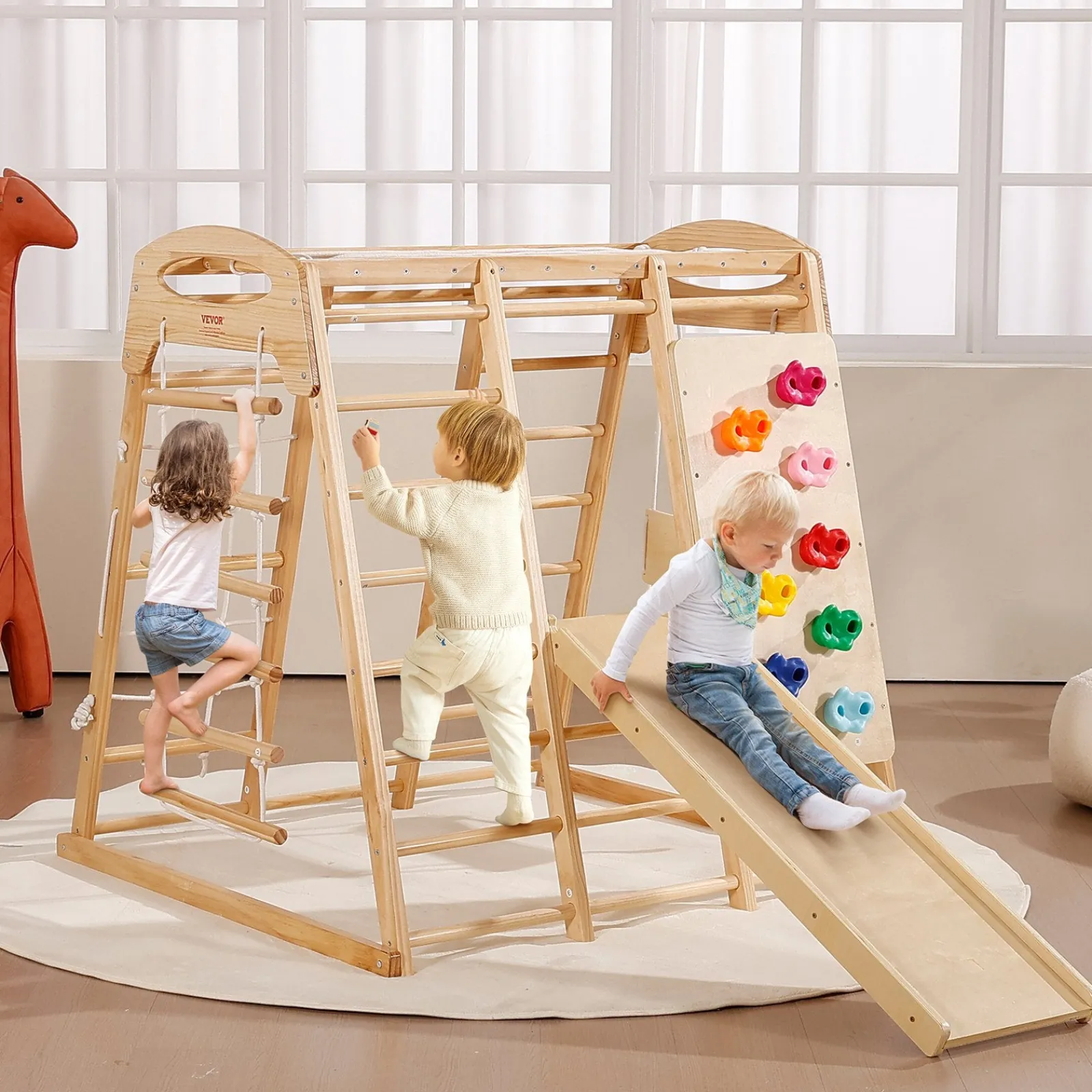 Little Helper Swing & Slide Sets & Garden Play & Trampolines | Activity Toys | Ergonomic Pikler 7-in-1 Indoor & Outdoor Solid Pine Toddler Jungle Gym | Climbing Wall | Slide | 2-7 Years