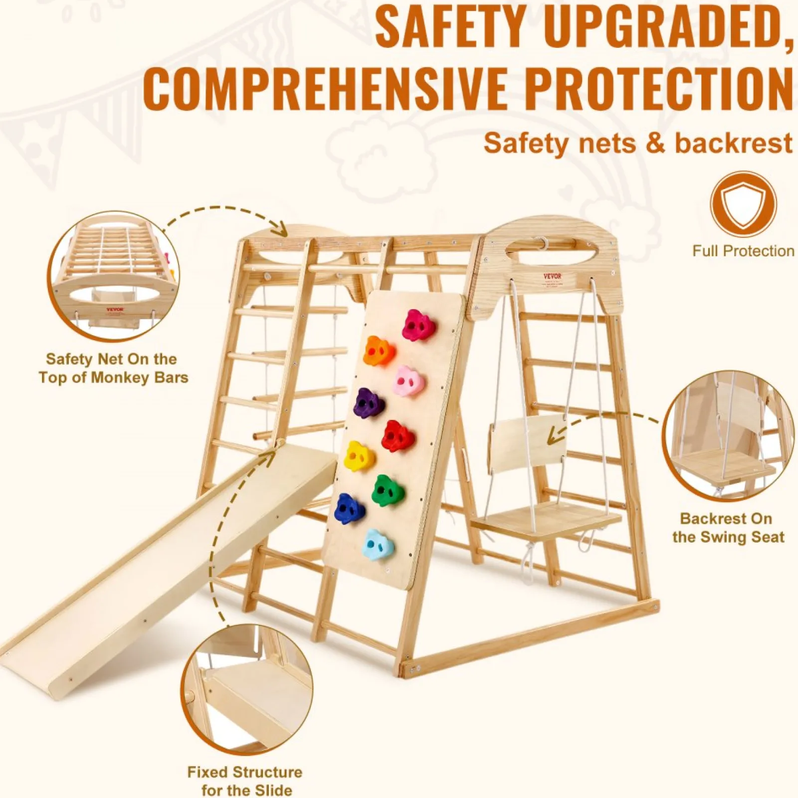 Little Helper Swing & Slide Sets & Garden Play & Trampolines | Activity Toys | Ergonomic Pikler 7-in-1 Indoor & Outdoor Solid Pine Toddler Jungle Gym | Climbing Wall | Slide | 2-7 Years