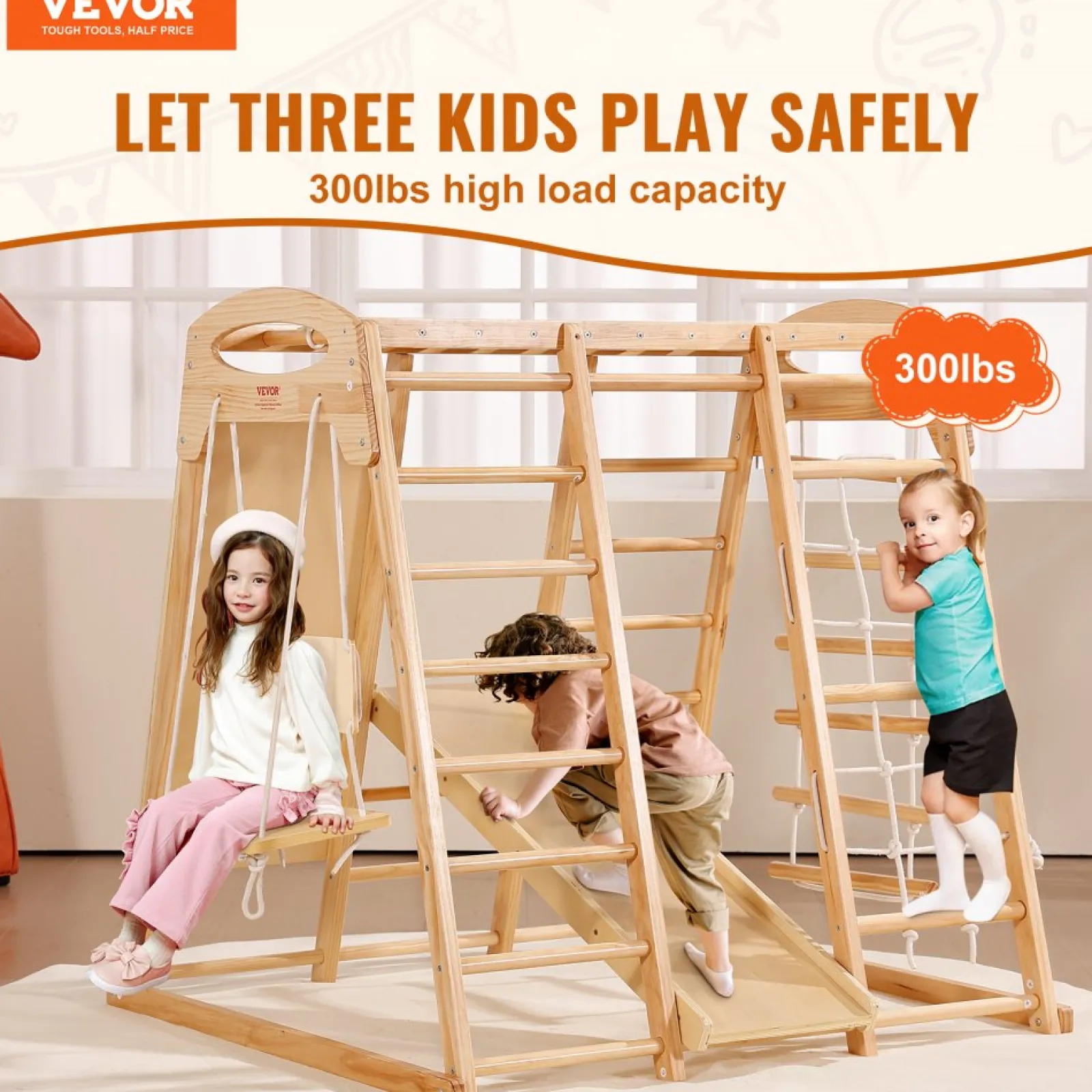 Little Helper Swing & Slide Sets & Garden Play & Trampolines | Activity Toys | Ergonomic Pikler 7-in-1 Indoor & Outdoor Solid Pine Toddler Jungle Gym | Climbing Wall | Slide | 2-7 Years