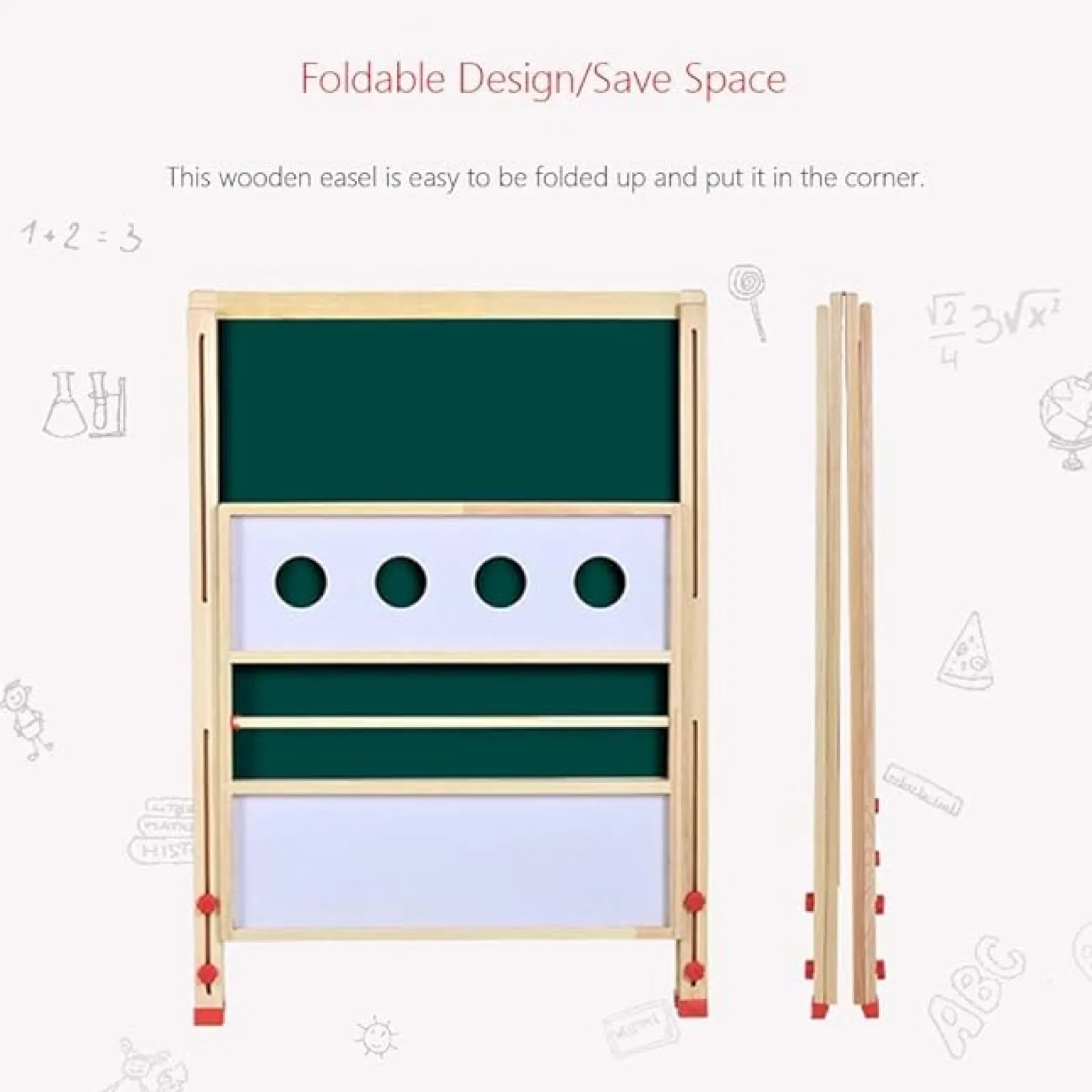 Little Helper Easels & Accessories | Kids Easels & Accessories | Folding Height Adjustable Easel | Whiteboard | Blackboard Double Easel | FREE Accessories | 3 Years +