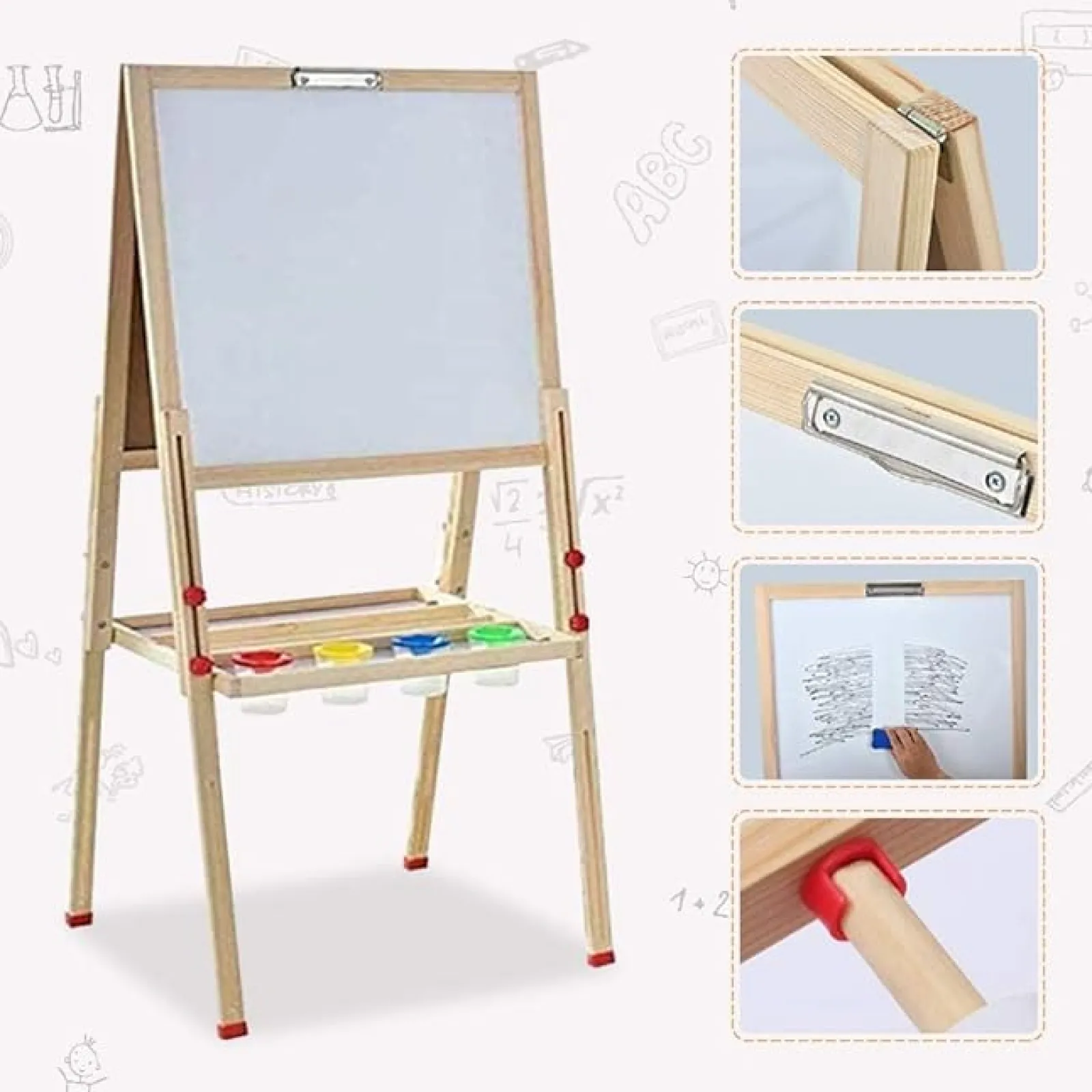 Little Helper Easels & Accessories | Kids Easels & Accessories | Folding Height Adjustable Easel | Whiteboard | Blackboard Double Easel | FREE Accessories | 3 Years +
