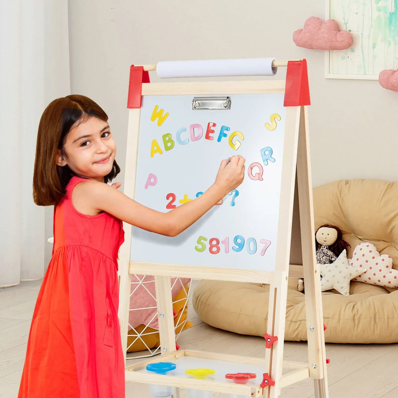 Little Helper Easels & Accessories | Kids Easels & Accessories | Grow-with-Me 3-in-1 Height Adjustable 2-Sided Wooden Art Easel | Magnetic Whiteboard & Blackboard | 3-8 Years