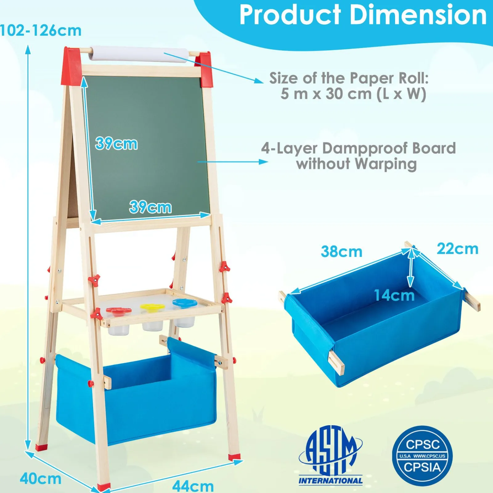 Little Helper Easels & Accessories | Kids Easels & Accessories | Grow-with-Me 3-in-1 Height Adjustable 2-Sided Wooden Art Easel | Magnetic Whiteboard & Blackboard | 3-8 Years