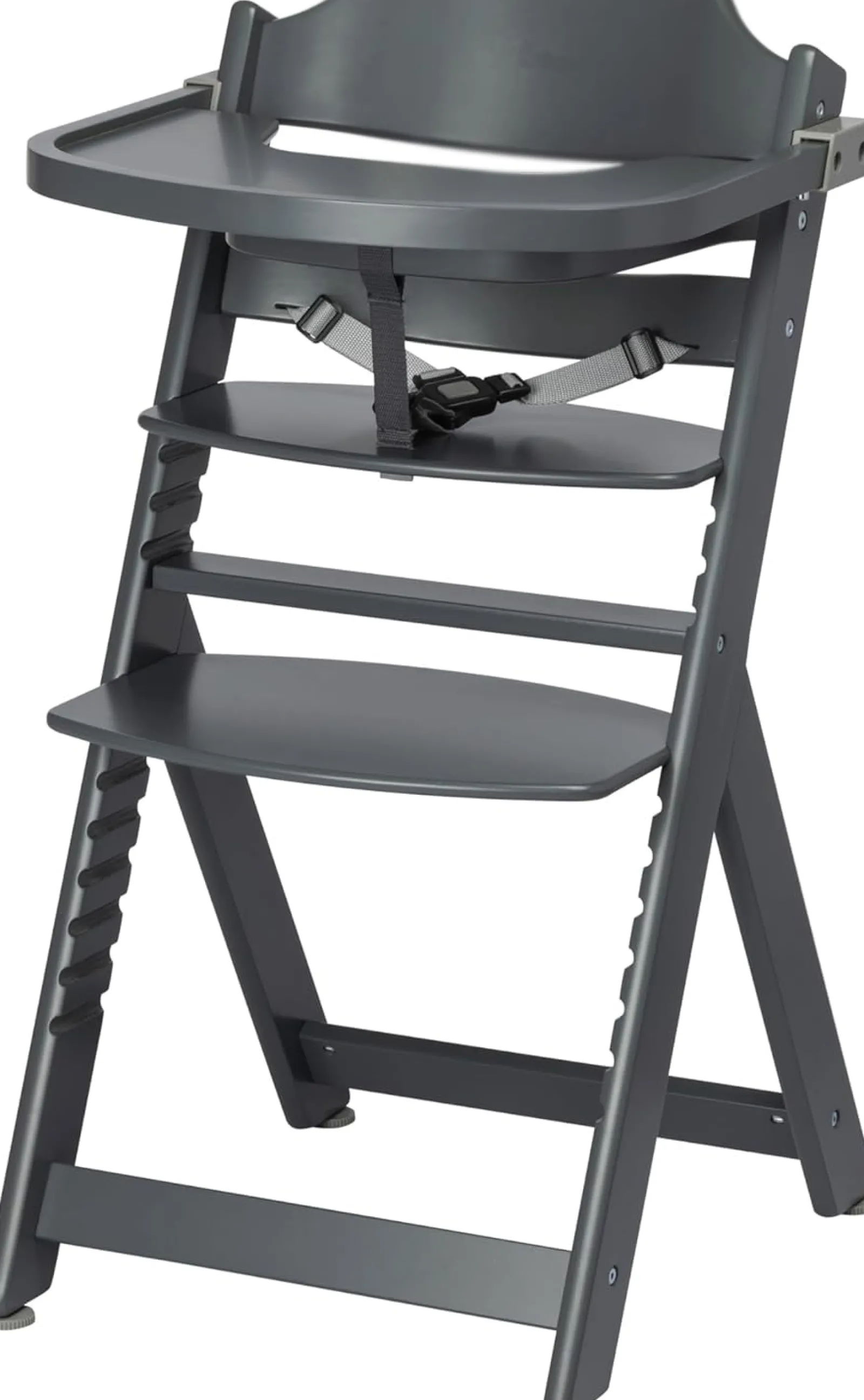 Little Helper High Chairs (wooden) | Height Adjustable Wooden High Chair & Tray | Dark Grey | 6m - 10 years