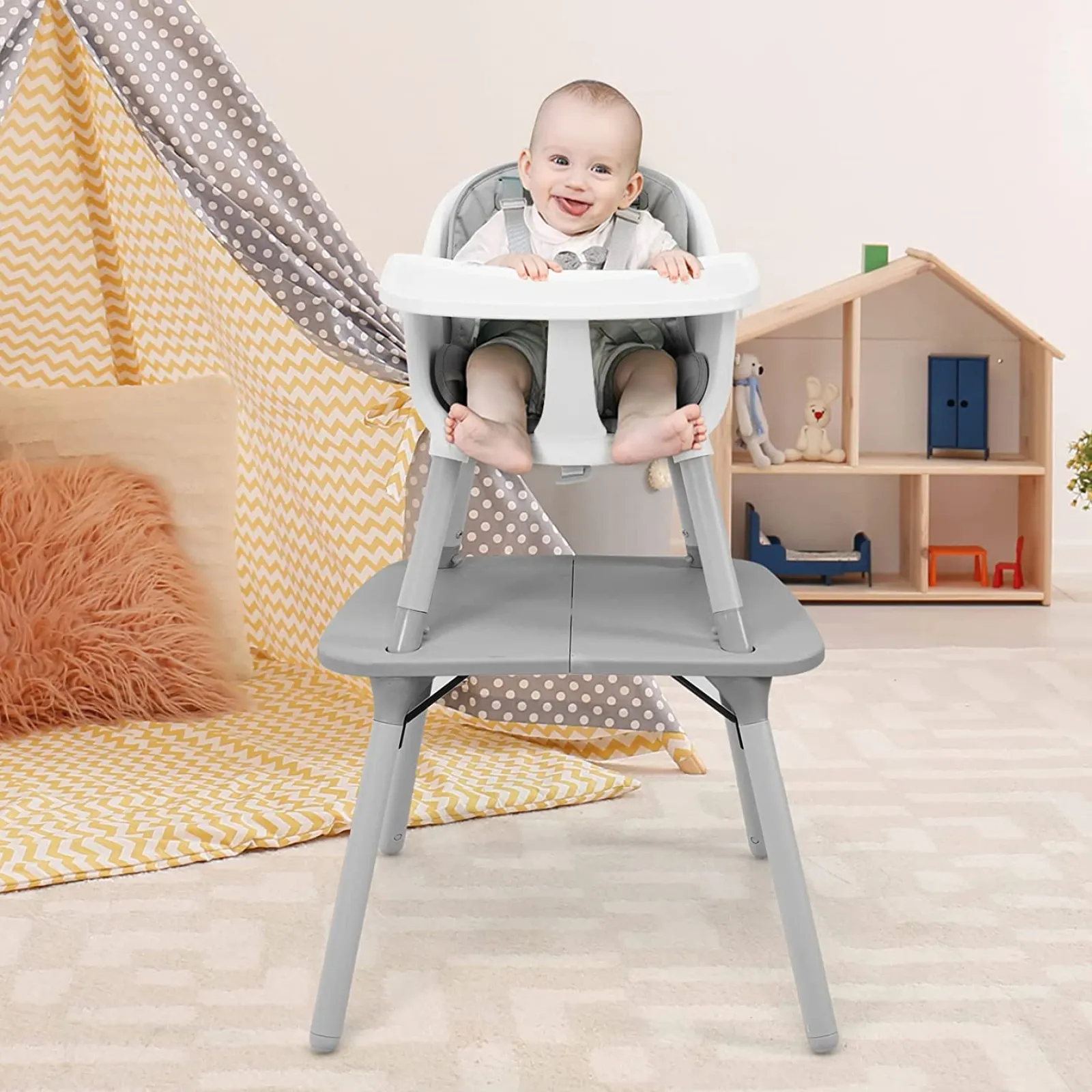 Little Helper High Chairs (wooden) | High Chairs (combination) | 5-In-1 Convertible Grey Plastic Baby High Chair | Low Chair | Table & Chair Set