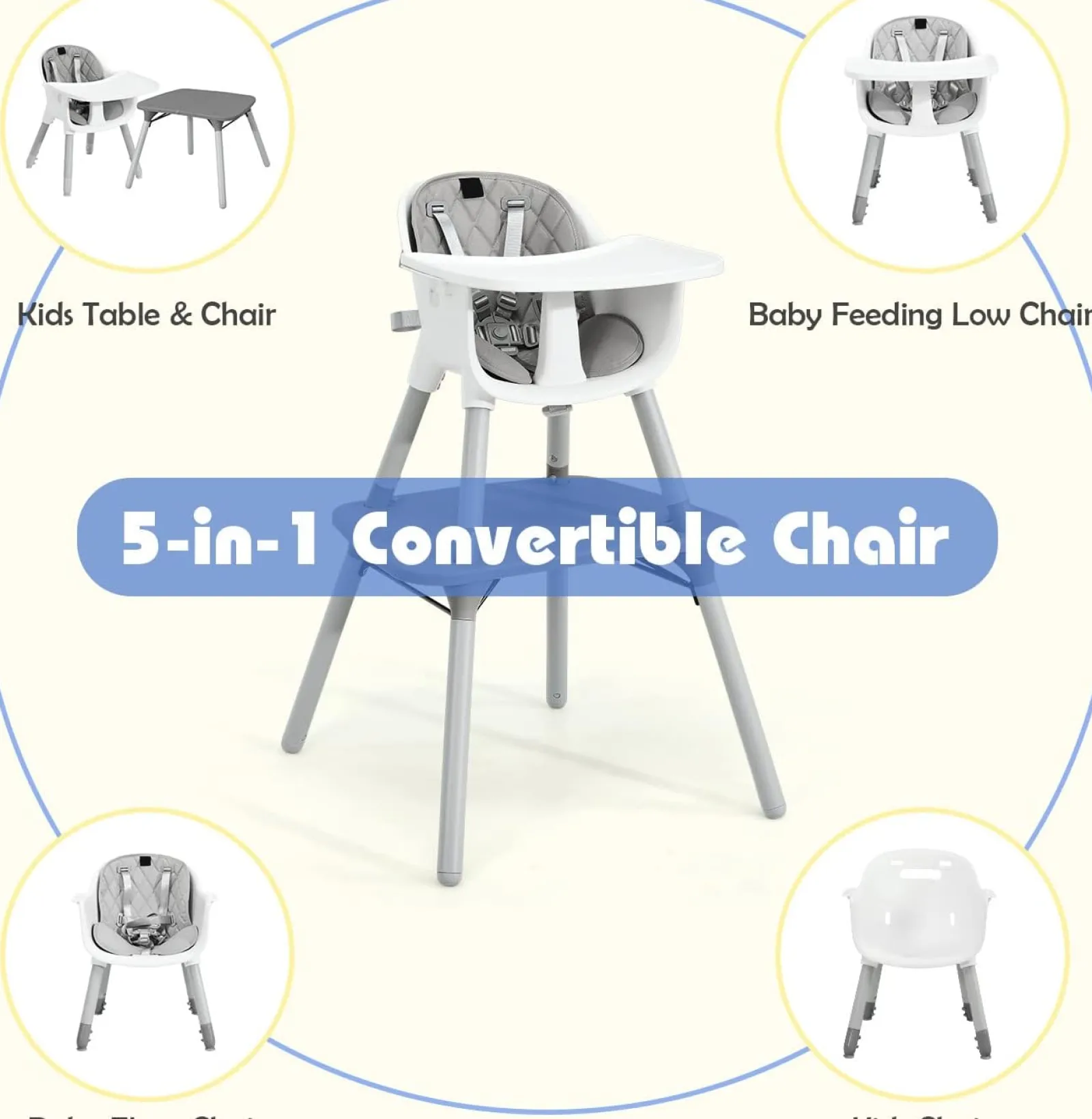 Little Helper High Chairs (wooden) | High Chairs (combination) | 5-In-1 Convertible Grey Plastic Baby High Chair | Low Chair | Table & Chair Set