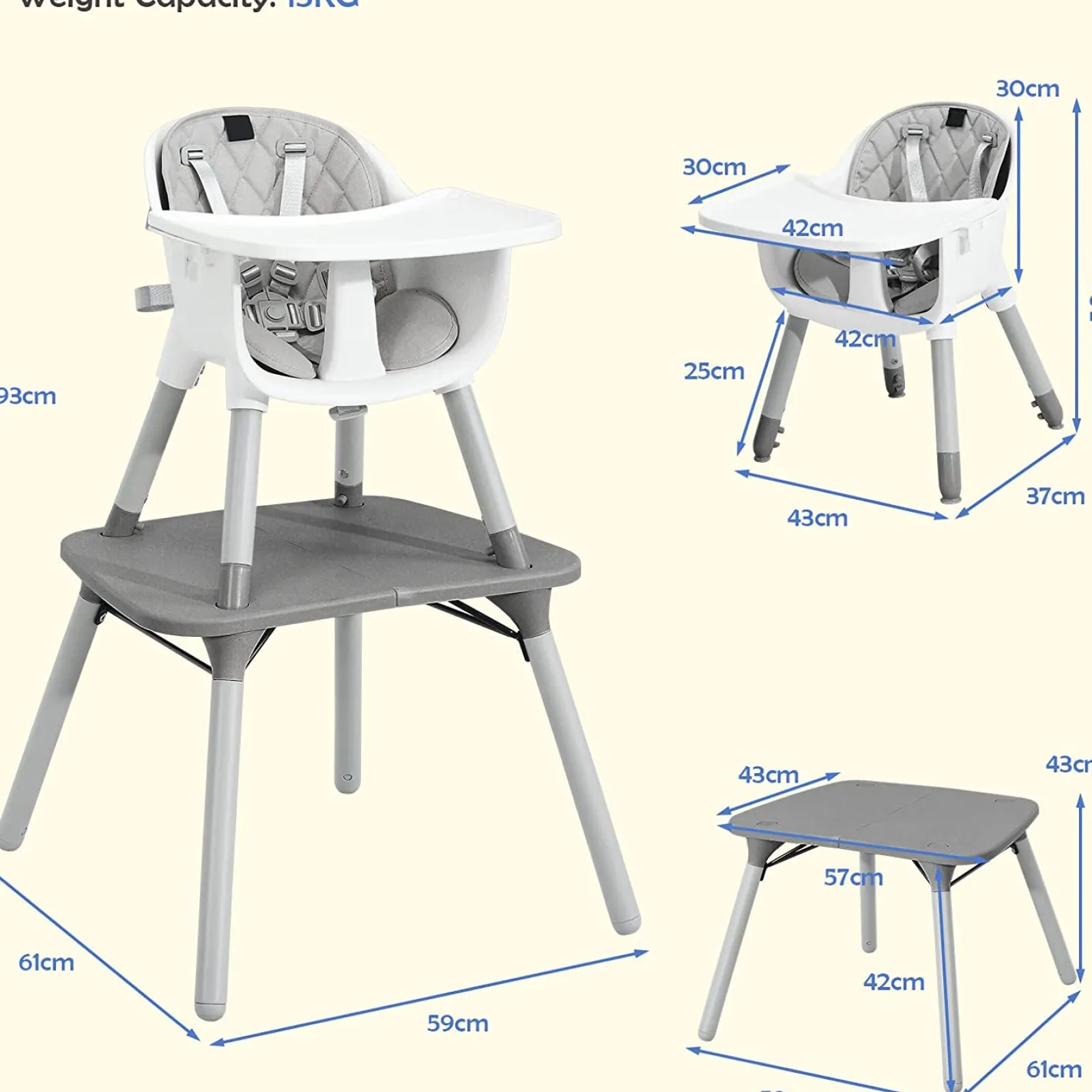 Little Helper High Chairs (wooden) | High Chairs (combination) | 5-In-1 Convertible Grey Plastic Baby High Chair | Low Chair | Table & Chair Set