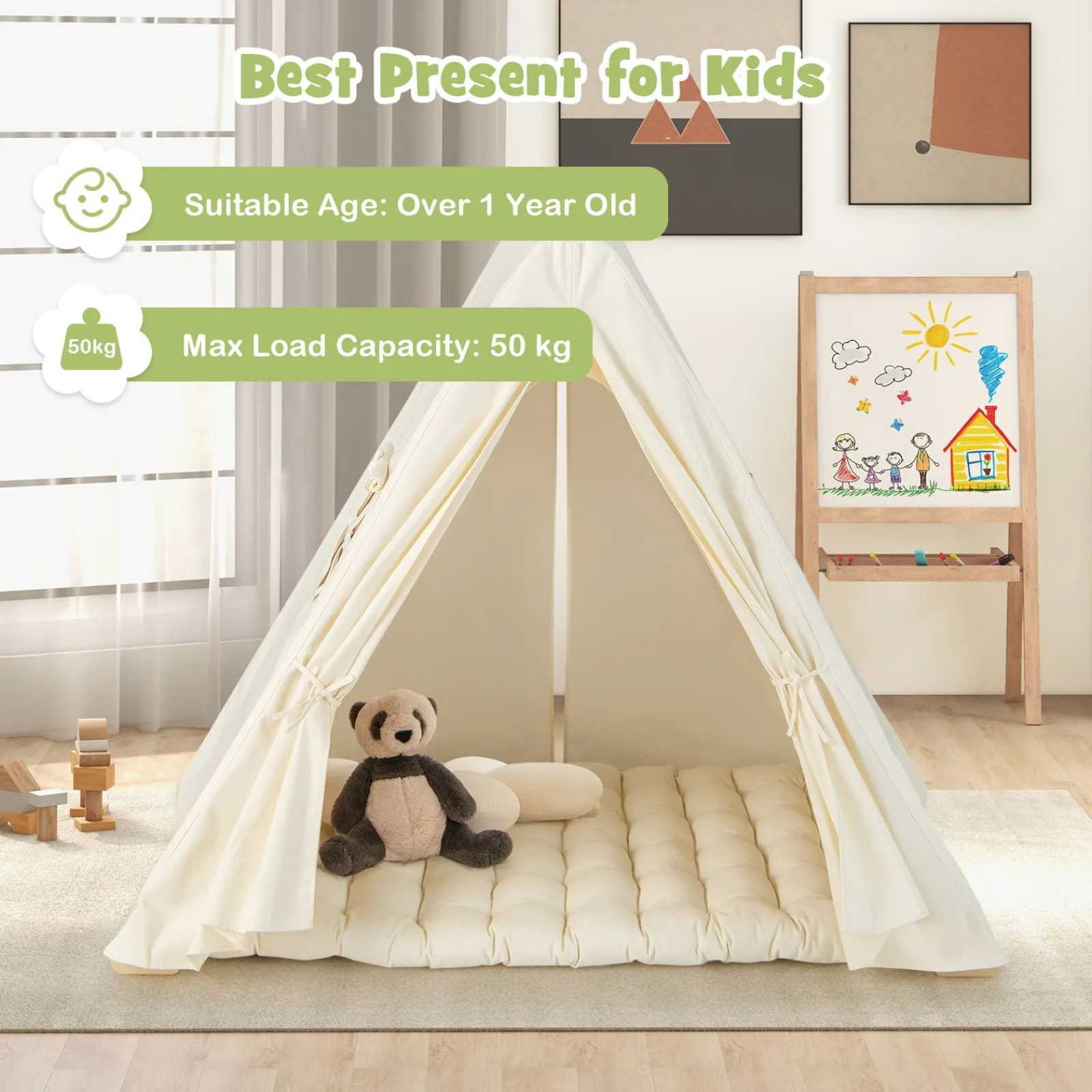 Little Helper Swing & Slide Sets & Garden Play & Trampolines | Kids Climbing Frames & Activity Toys | 3-in-1 Eco Wood Folding Climbing Frame | Montessori Pikler and Den | Tent with Mat | 12m+