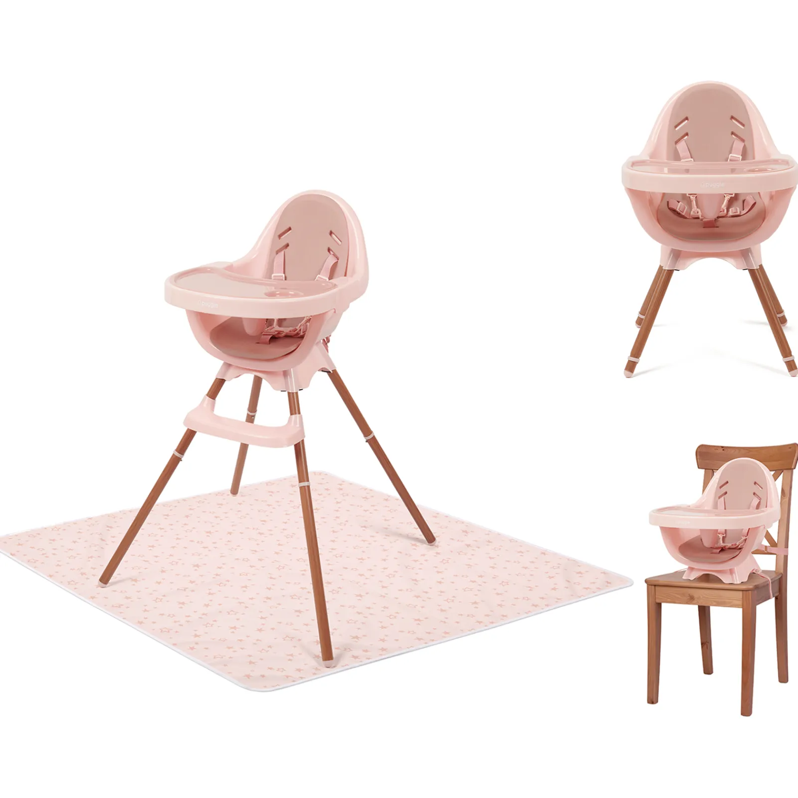 Little Helper High Chairs (wooden) | High Chairs (plastic) | 5-in-1 Grow-with-me Baby High Chair | 5-Point Harness | Booster Seat | Low Chair | Rose | 6m - 5 Years