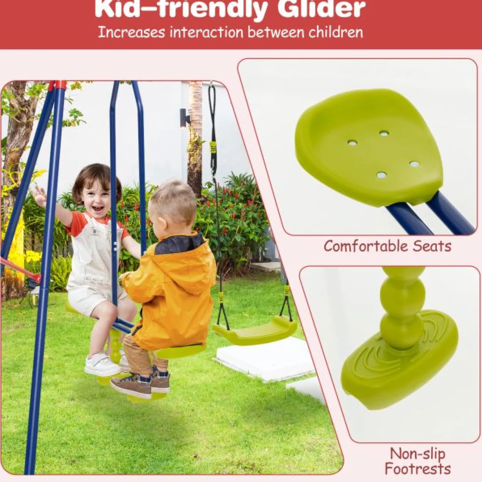 Little Helper Swing & Slide Sets & Garden Play & Trampolines | 6-in-1 Heavy Duty Anti-Rust Pikler Swing Set | Climbing Ladder | Seesaw | Basketball Hoop | Red | 3-12 Years