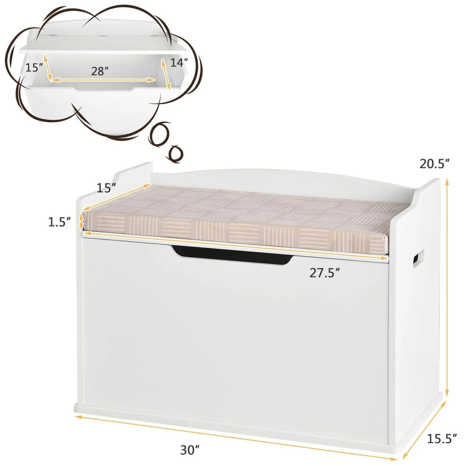 Little Helper Toy Storage Units | Toy Storage Units | 2-in-1 Kids Toy Box and Bench with Cushion | Childrens Wooden Toy Storage Box | 3 Colour Options
