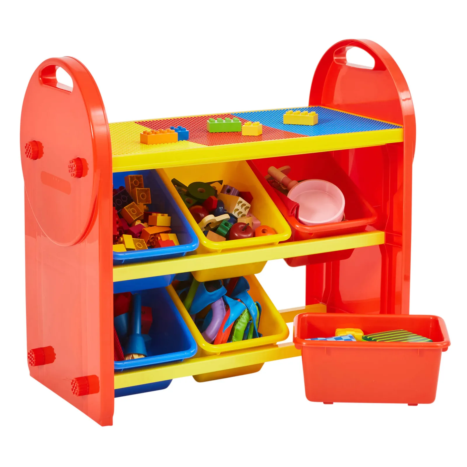 Little Helper Toy Storage Units | Toy Storage Units | 2-in-1 Montessori 6 Bin Colourful Toy Storage Unit | Lego Activity Table