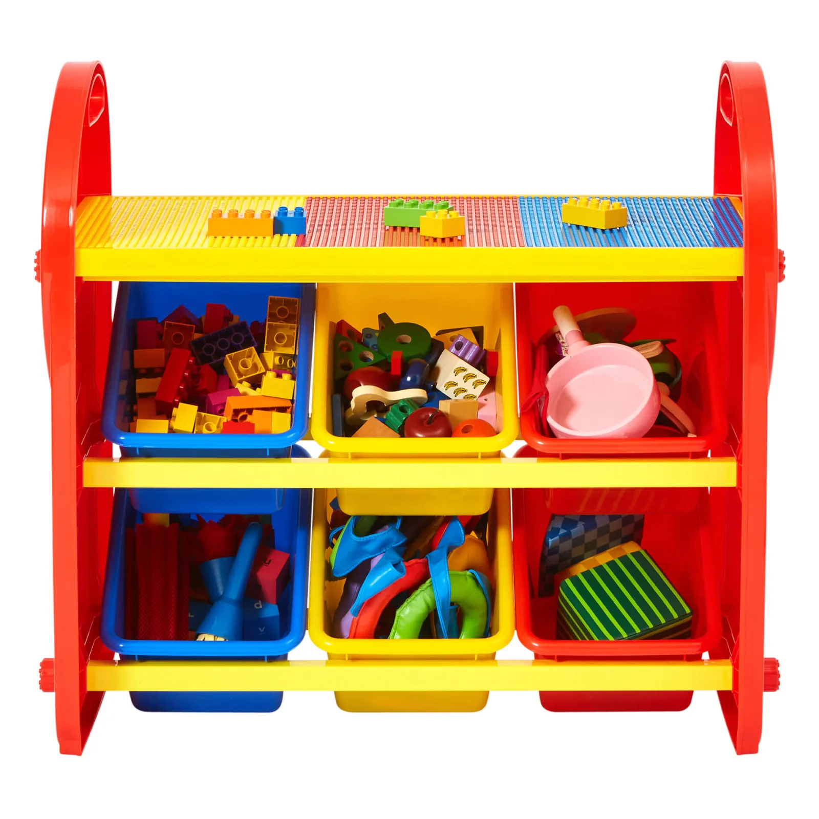 Little Helper Toy Storage Units | Toy Storage Units | 2-in-1 Montessori 6 Bin Colourful Toy Storage Unit | Lego Activity Table