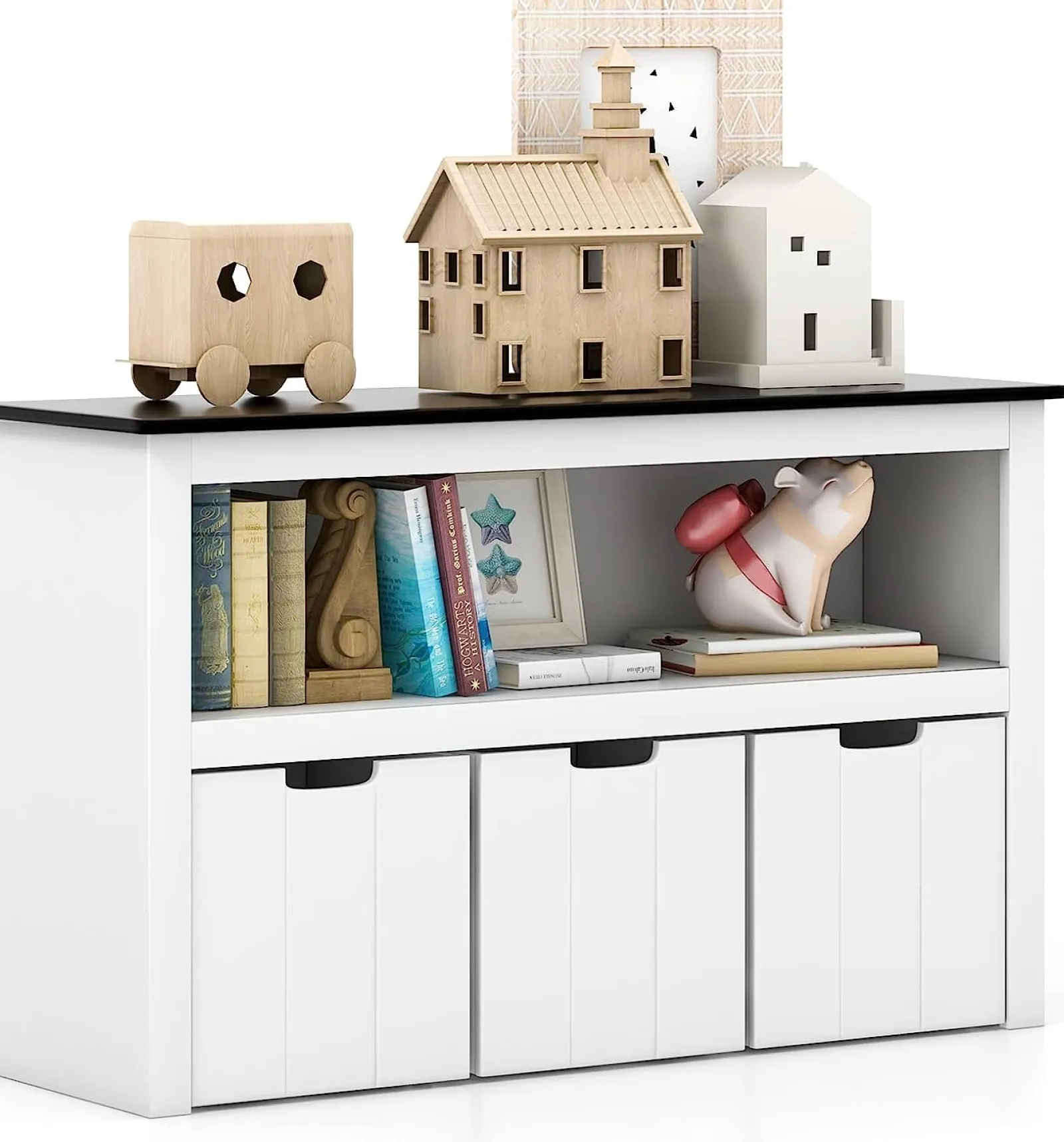Little Helper Toy Storage Units | Toy Storage Units | 2-in-1 White Kids Toy Storage Unit | Storage Cabinet | 1 Shelf | 3 Drawers | 2 Colours
