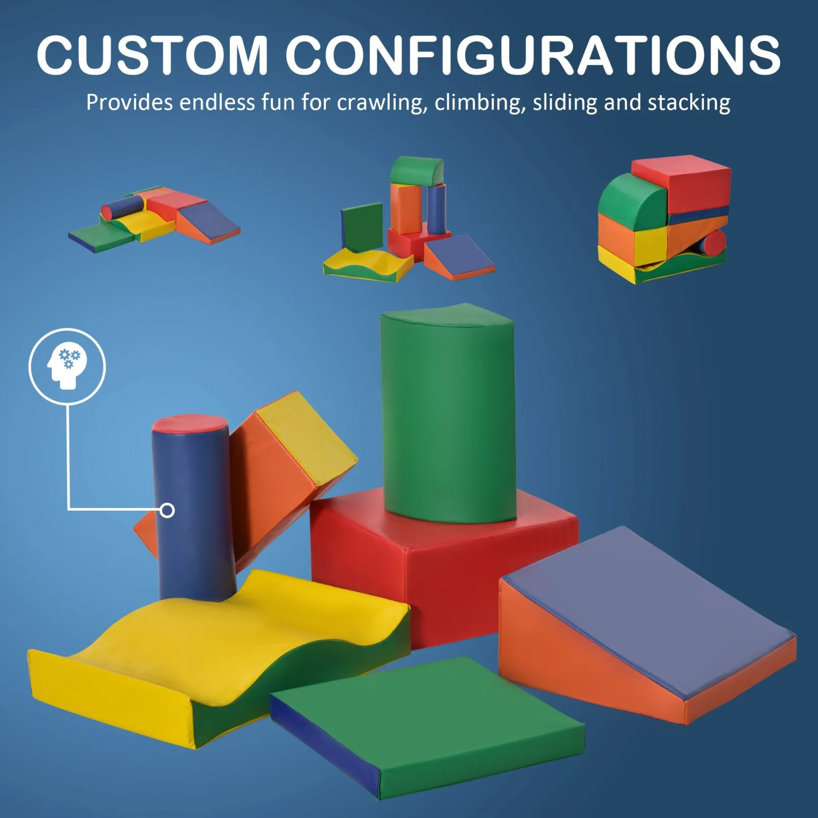 Little Helper Swing & Slide Sets & Garden Play & Trampolines | Kids Climbing Frames & Activity Toys | Indoor Soft Play Equipment | Montessori 7 Piece Foam Play Set | Primary Colours | 1-3 years