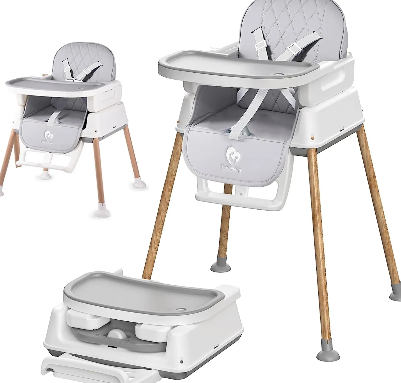 Little Helper High Chairs (plastic) | High Chairs (combination) | Infants 3 in 1 Multifunctional Highchair | Adjustable | Portable | Grey | 6 months +