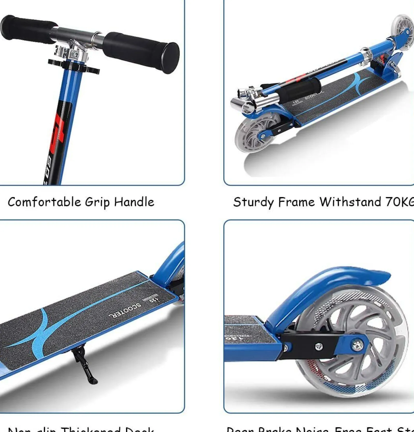 Little Helper Balance Bikes & Kids Scooters & Kids Bikes | Kids Aluminum Folding Stunt Scooter Adjustable T-Bar | Push Kick Light Up 2 Wheels | Blue
