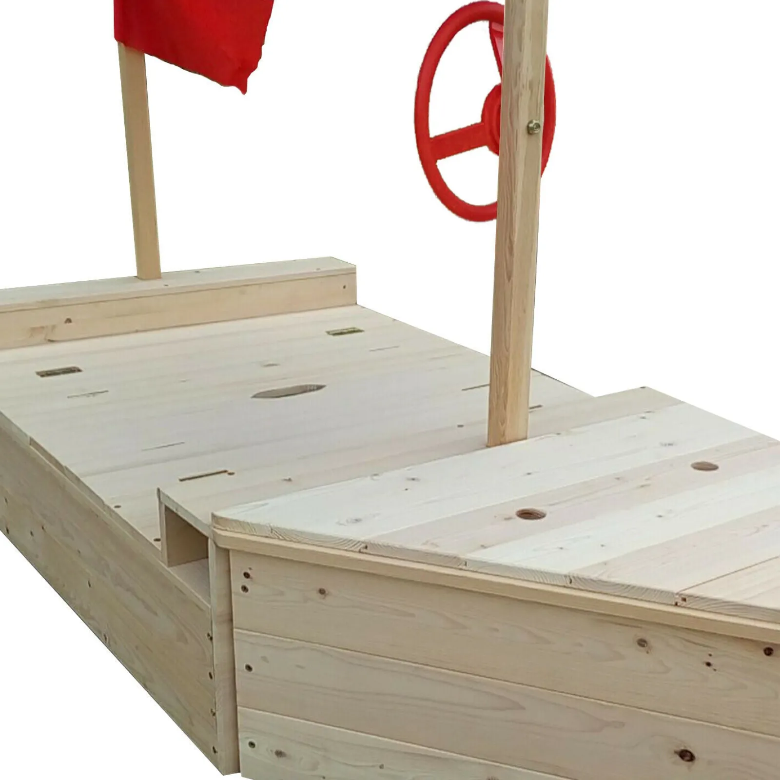 Little Helper Sand & Water Table & Sandpits & Mud Kitchens | Kids Eco Conscious Fully Treated 100% Fir Wood 2-in-1 Pirate Ship Sandpit with Sun Canopy & Storage | 1.65m Long | All ages