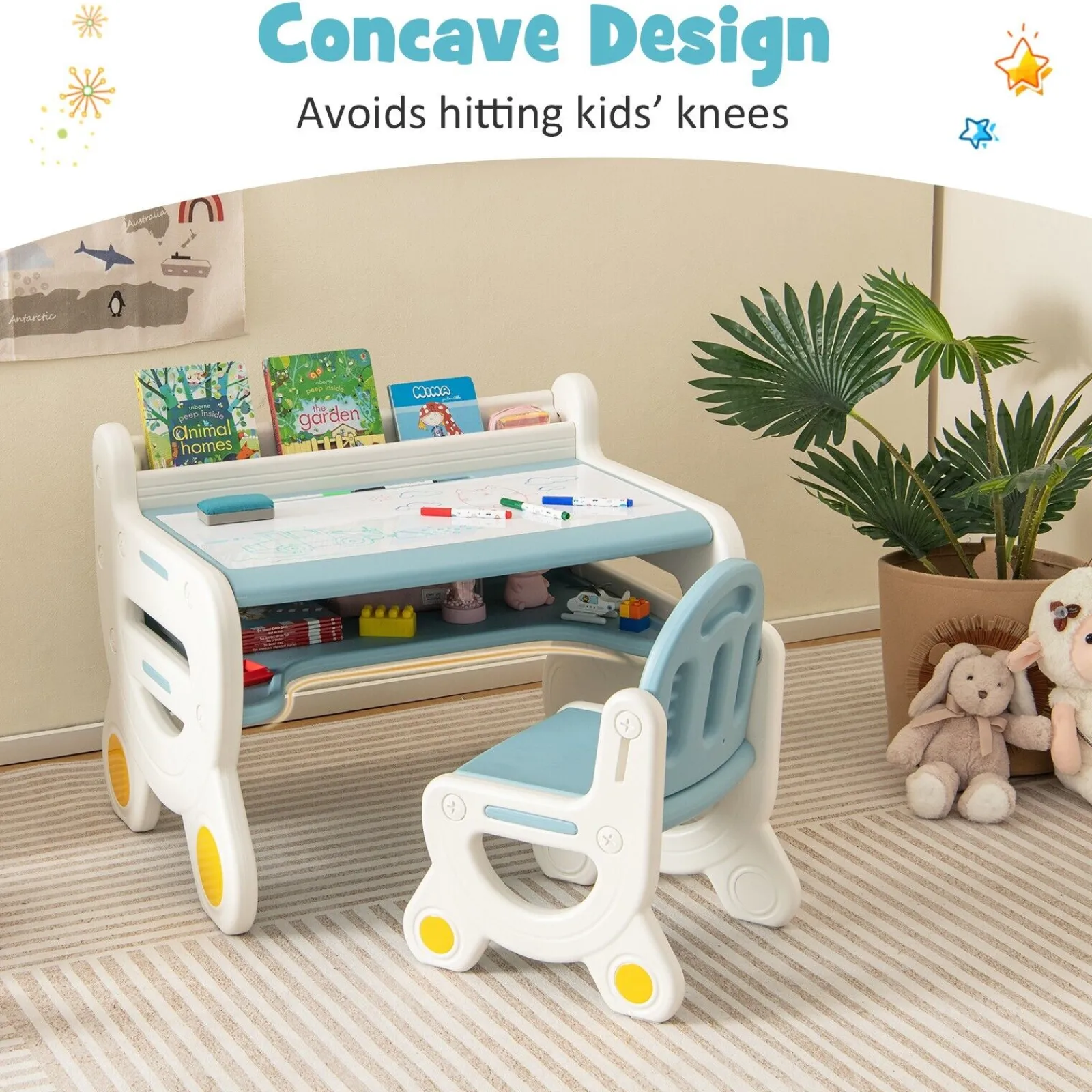 Little Helper Toy Storage Units | Toy Storage Units | Kids 2-in-1 Table & Chair Set with Whiteboard Top & Storage | Toddler Activity Table | Eraser & Dry-Wipe Pens
