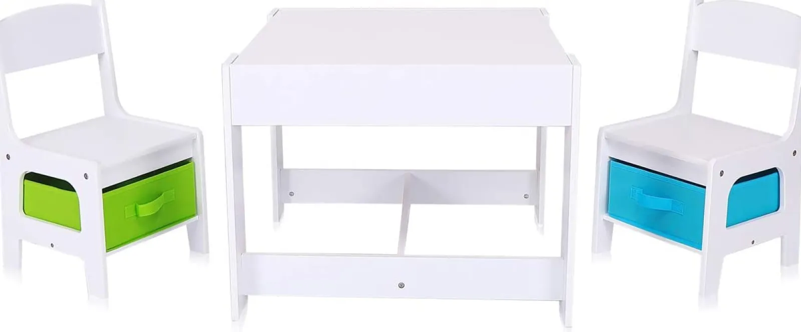 Little Helper Table & Chairs (wooden) | Kids 3-in-1 Wooden Table & Chairs | Reversible Top | Lego Board | Storage Drawers | 3 Years+