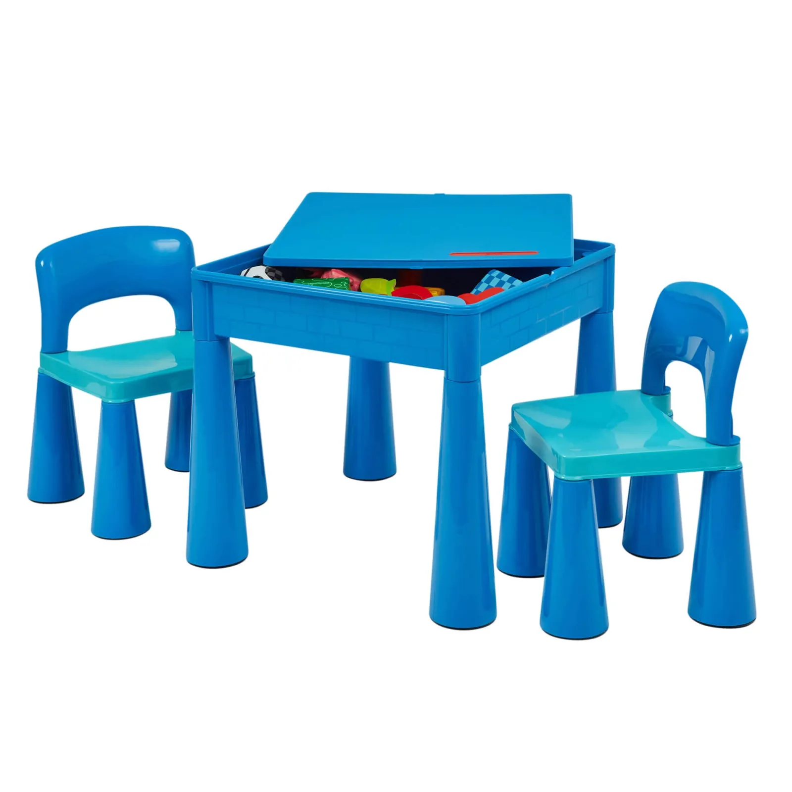 Little Helper Sand & Water Table & Sandpits & Mud Kitchens | Table & Chairs (plastic) | Kid's Indoor | Outdoor 4-in-1 Plastic Table & 2 Chairs Set | Lego Board | Sand & Water Pit | Blues