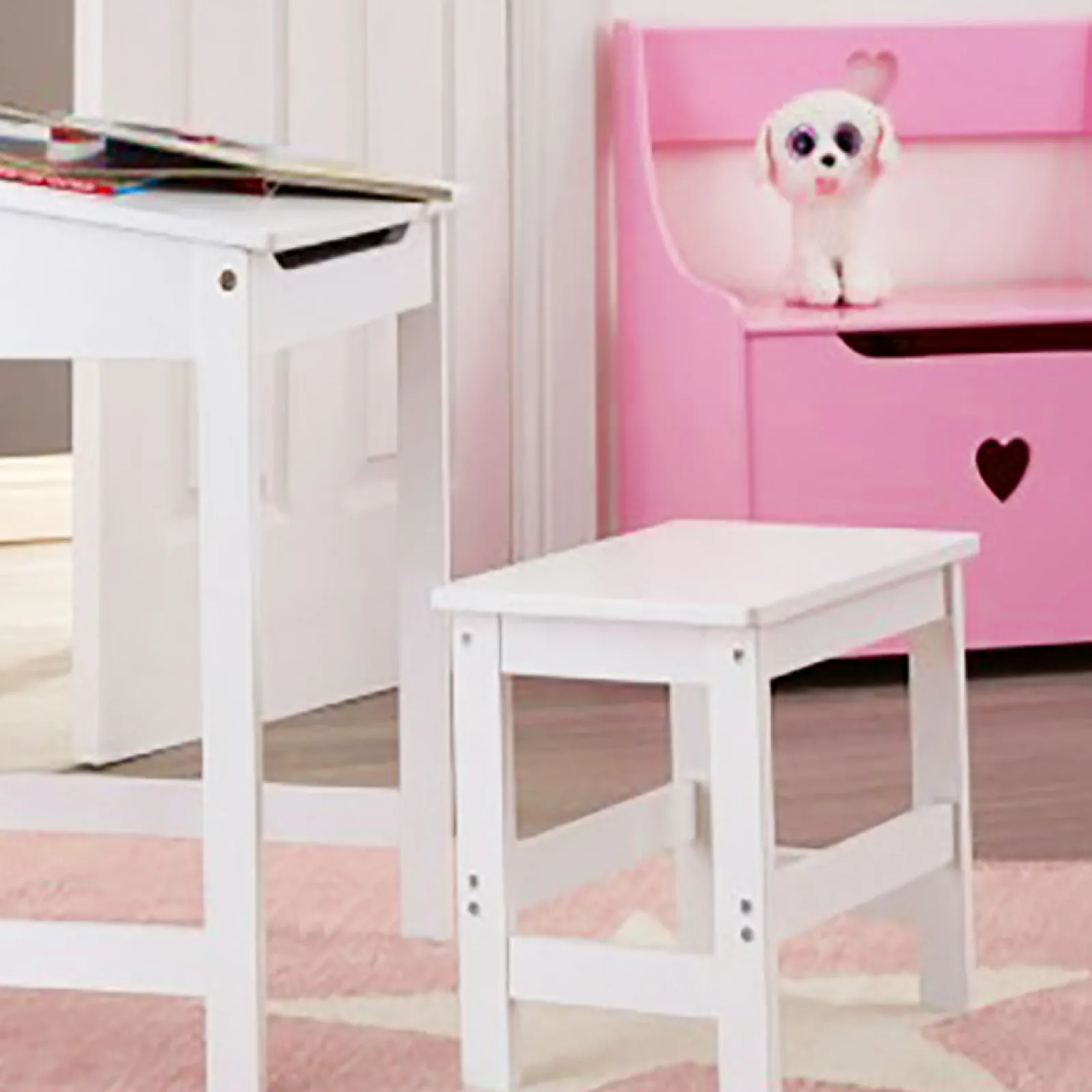 Little Helper Toy Storage Units | Toy Storage Units | Kids Montessori Toy Box & Bench Seat with Safety Hinge | Ottoman | Blanket Box | Pink